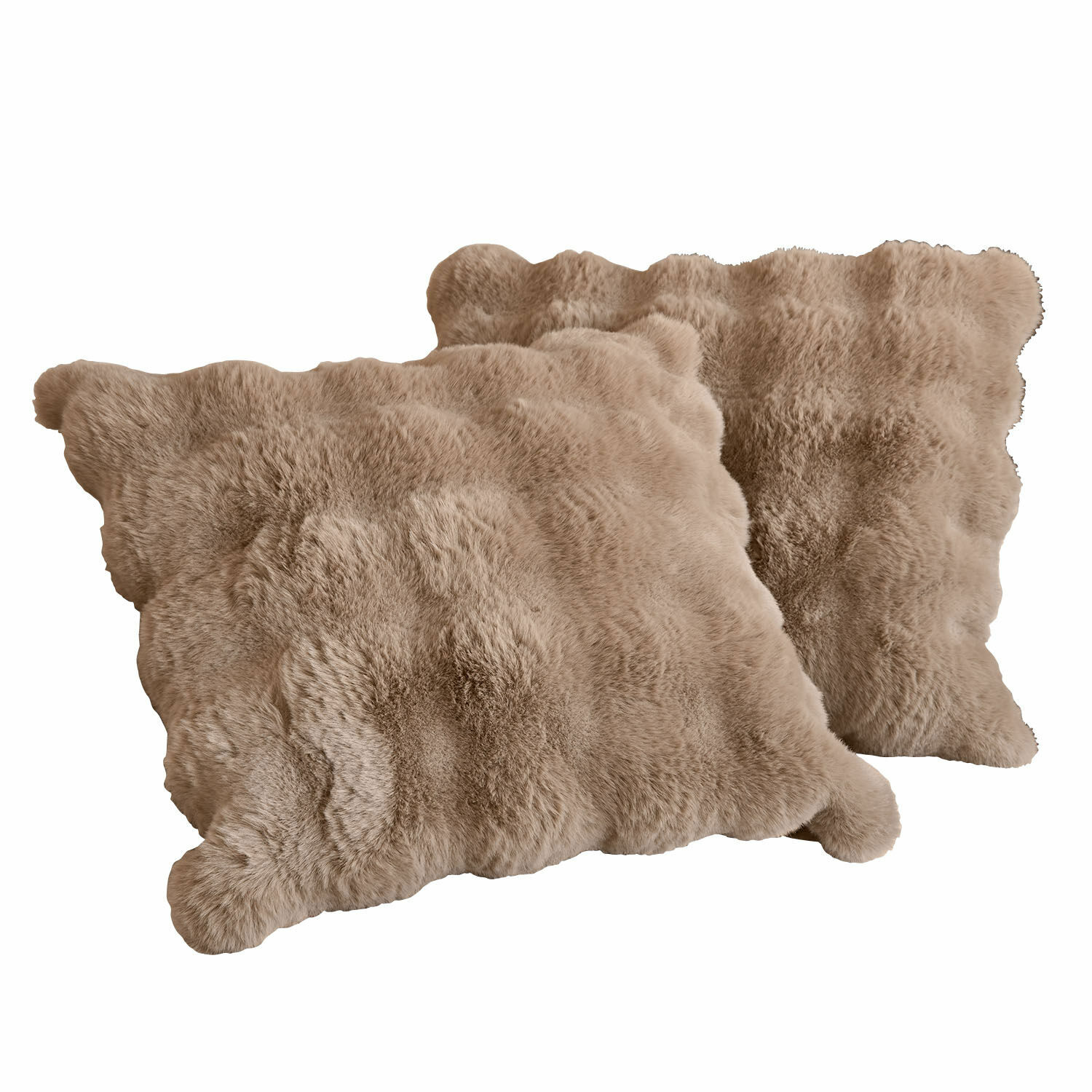 Set de 2 fundas de cojín Zalina Par de cojines decorativos de piel sintética beige, ideales para un ambiente acogedor
