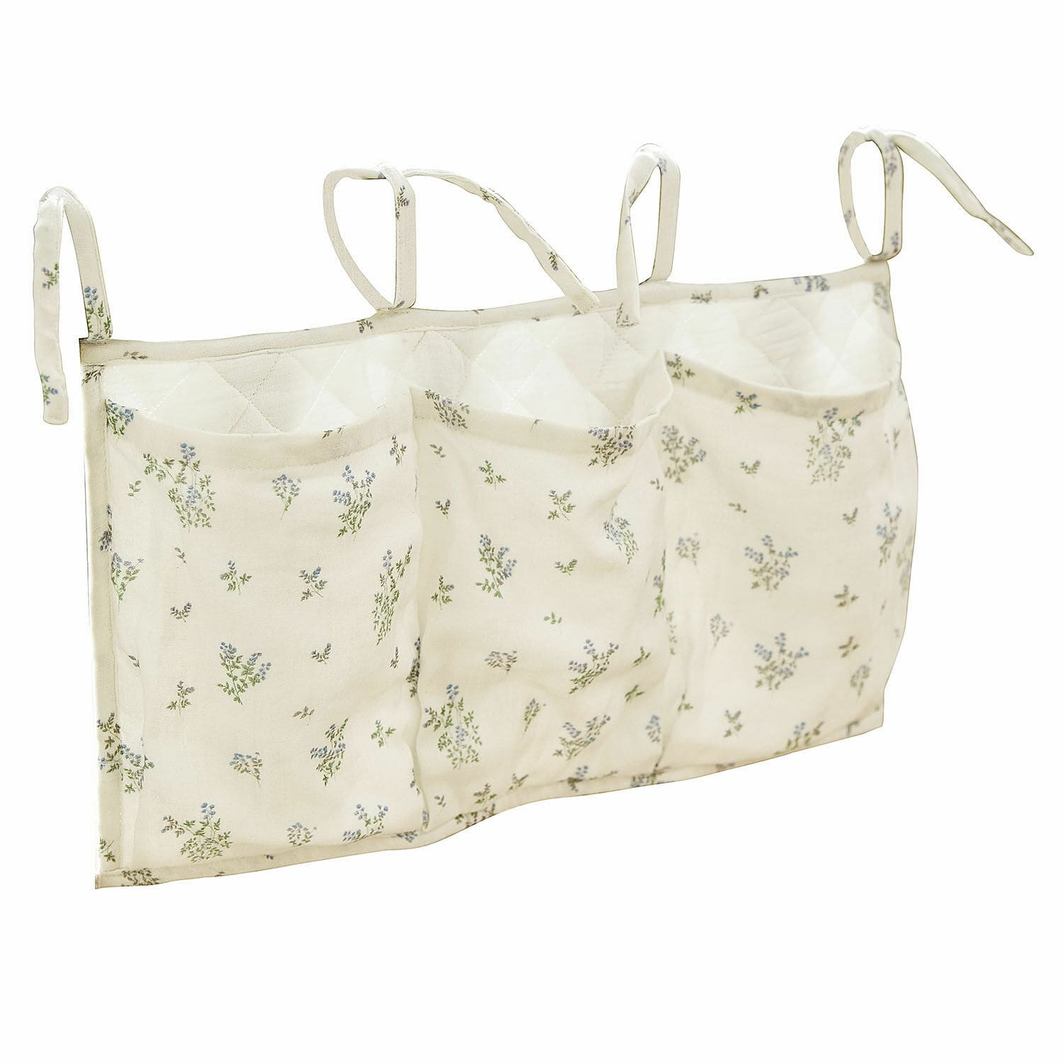 Organizador para cuna de bebé Nymariel Organizador de tela beige con bolsillos y estampado floral para colgar, almacenamiento práctico