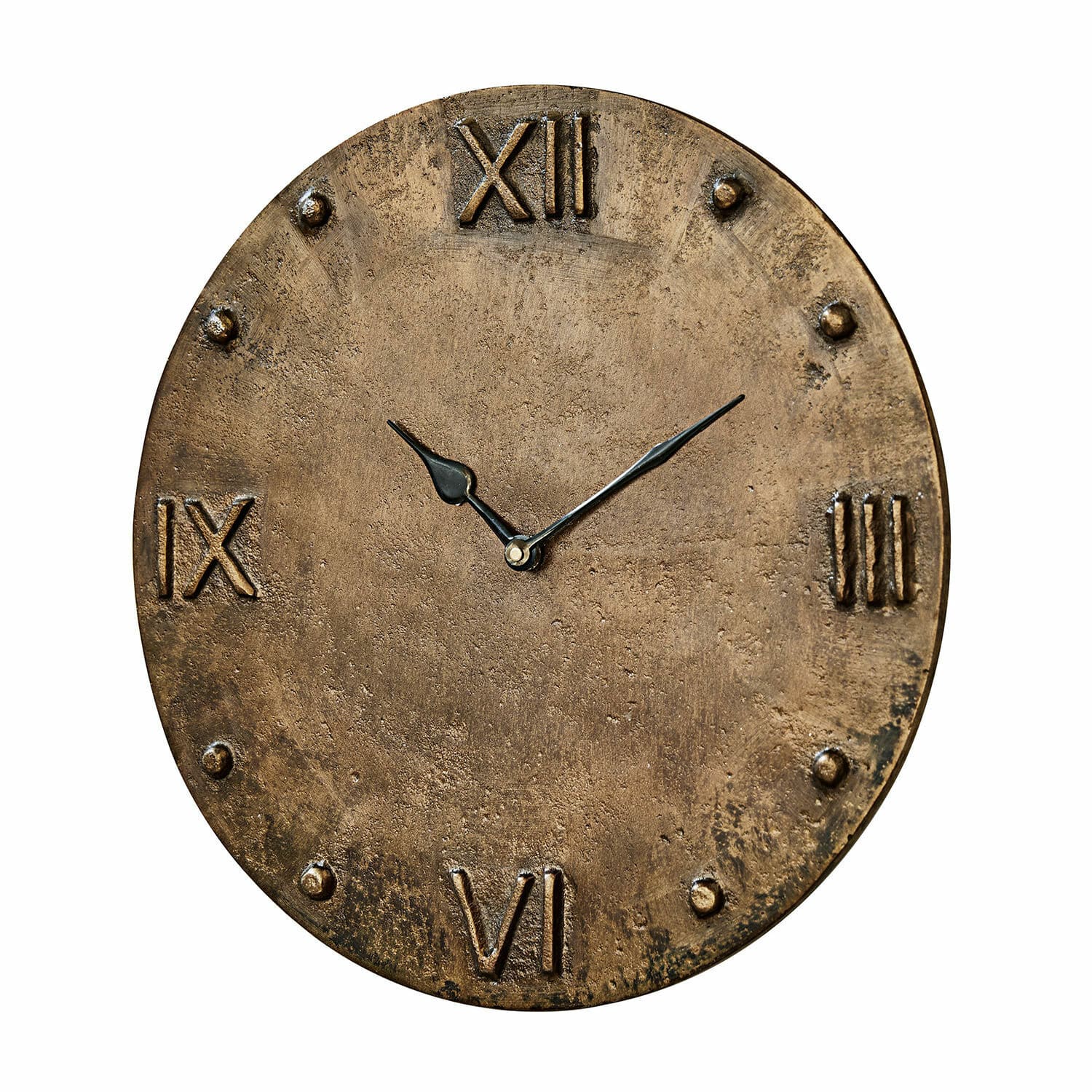 Reloj Kaleens Reloj de pared redondo de latón vintage con números romanos y manecillas negras decorativas