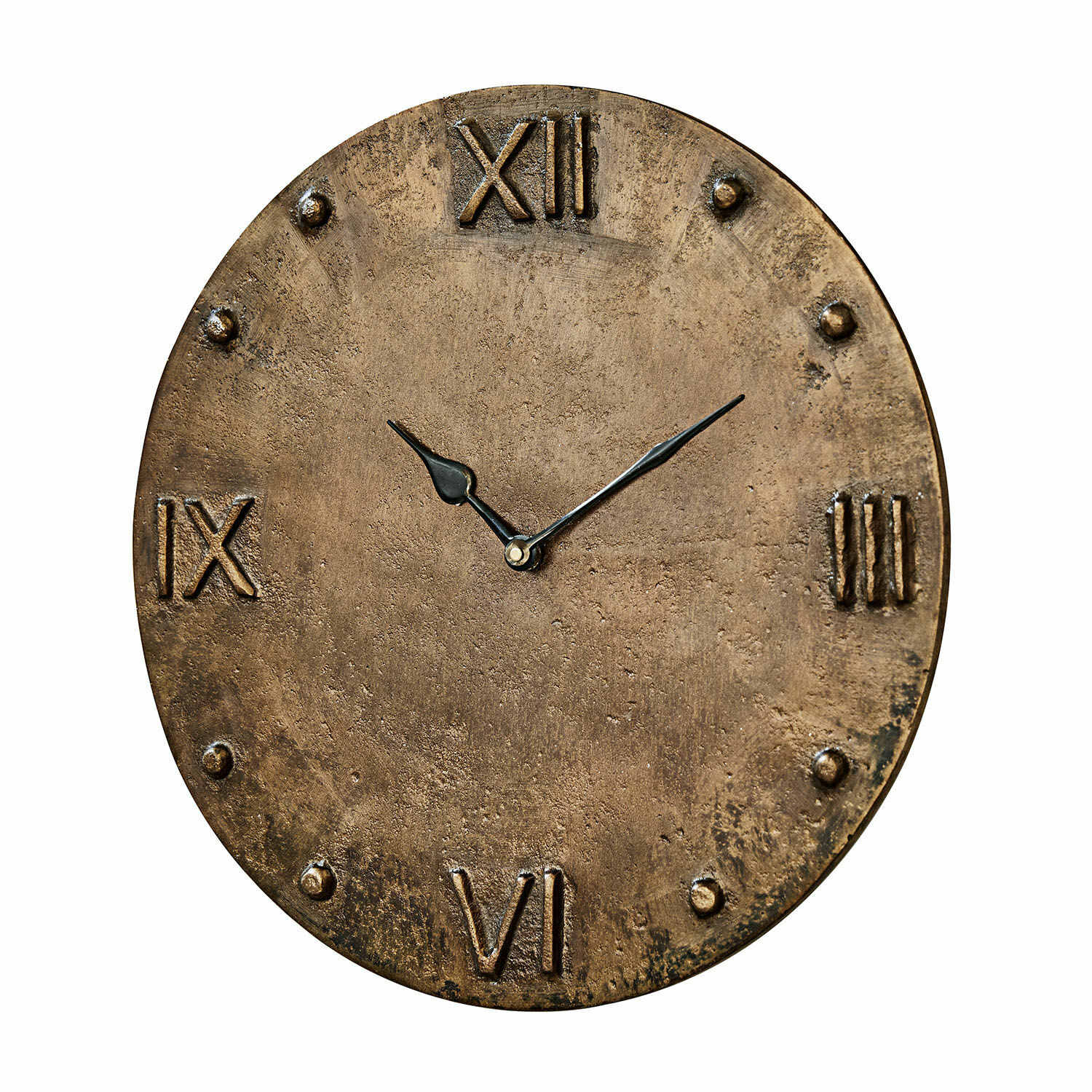 Reloj Kaleens Reloj de pared redondo de latón vintage con números romanos y manecillas negras decorativas