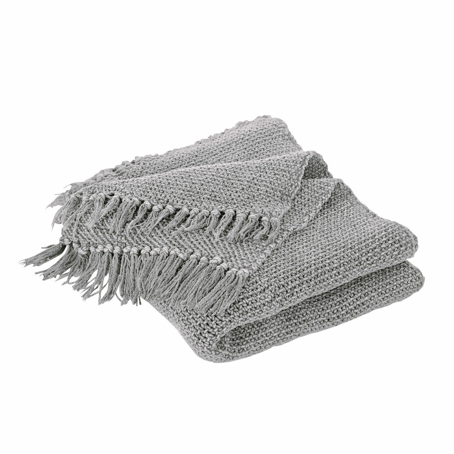 gris Manta gris Kendall de material suave con flecos, ideal para decorar y abrigar interiores