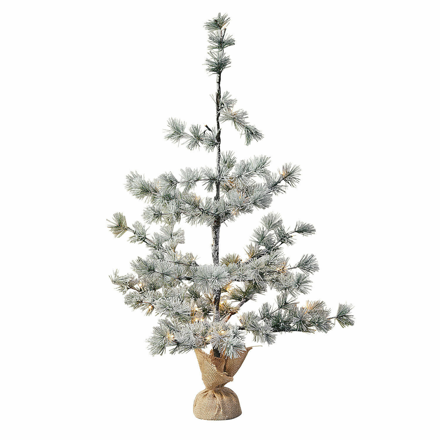 Árbol de Navidad Falkirk Árbol de Navidad artificial con ramas nevadas y luces, base de yute