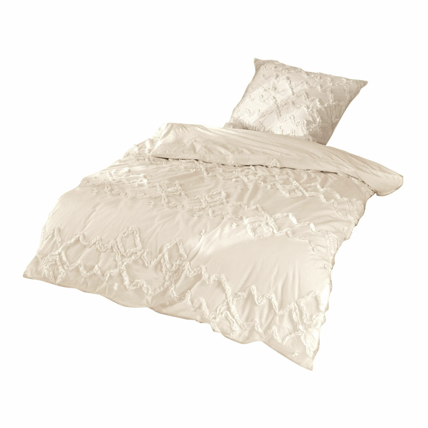 Ropa de cama Élaine Ropa de cama beige de algodón con diseño decorativo, suave y elegante para dormitorio