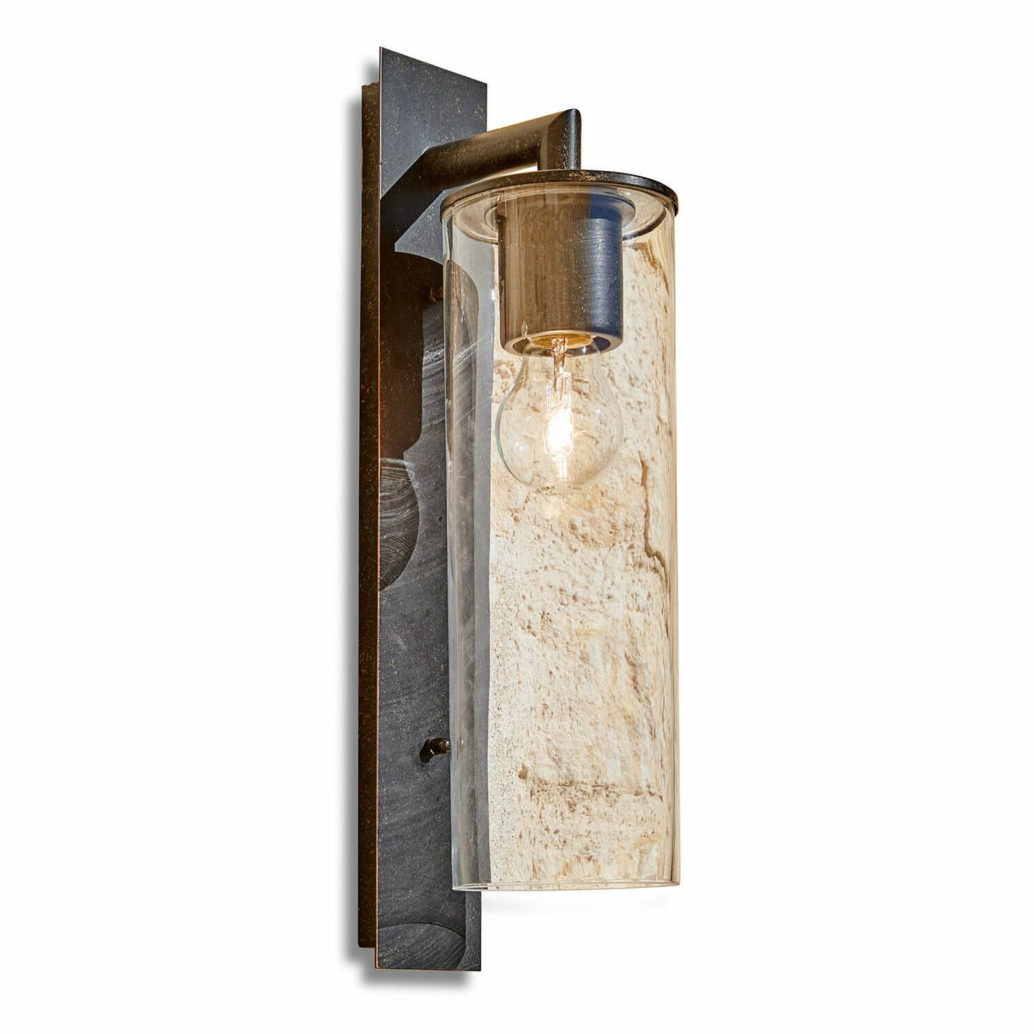 Aplique de exterior Clisson Aplique de pared de metal negro con pantalla de vidrio transparente, iluminación moderna para interiores
