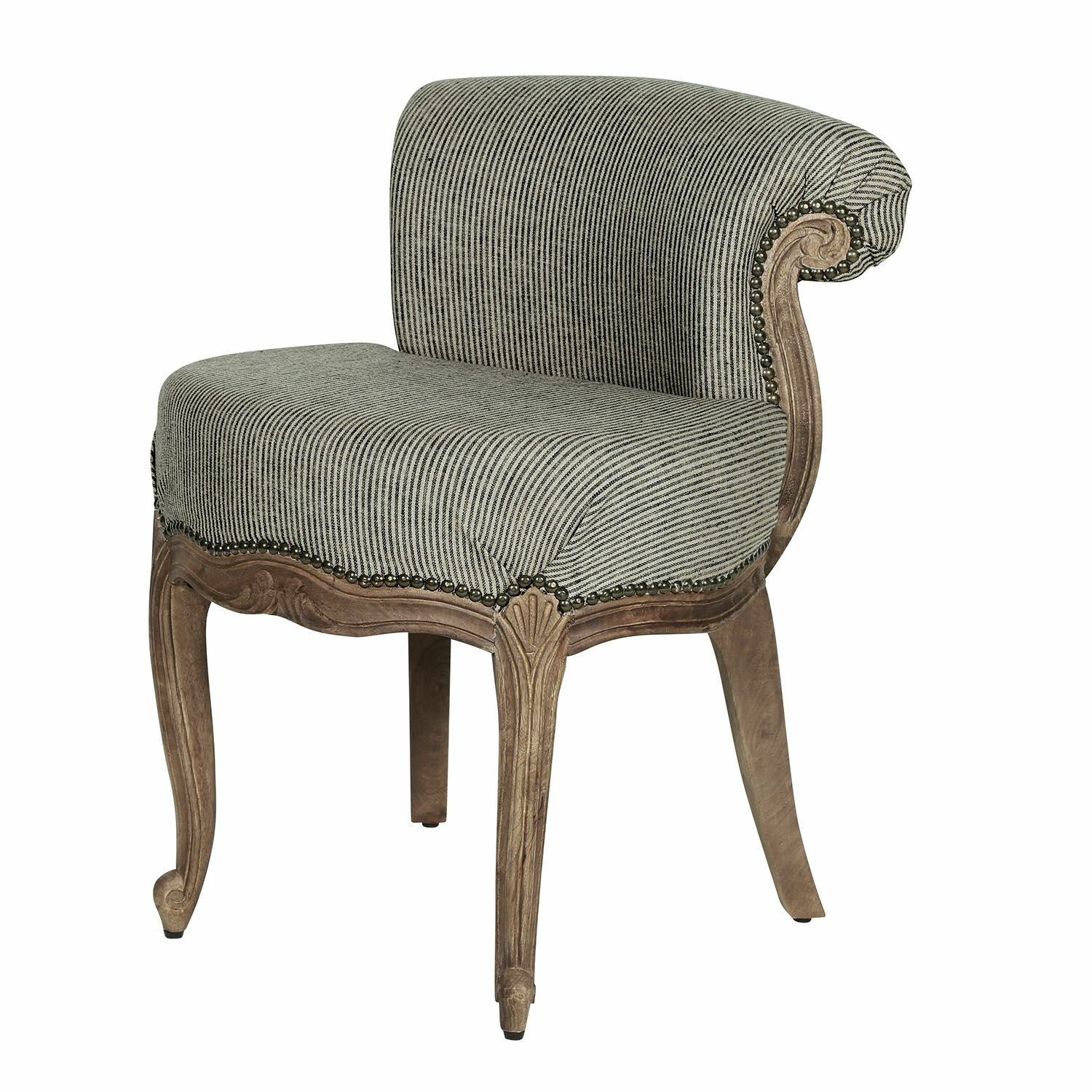 negro/crema/marrón Sillón Rivel con tapizado negro y crema y marco de madera, diseño clásico para salón