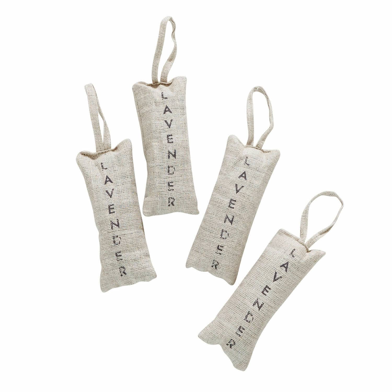 Set de 4 bolsitas de lavanda Boettger Conjunto de cuatro saquitos de lino natural con lavanda y asa para colgar, aroma fresco y decoración