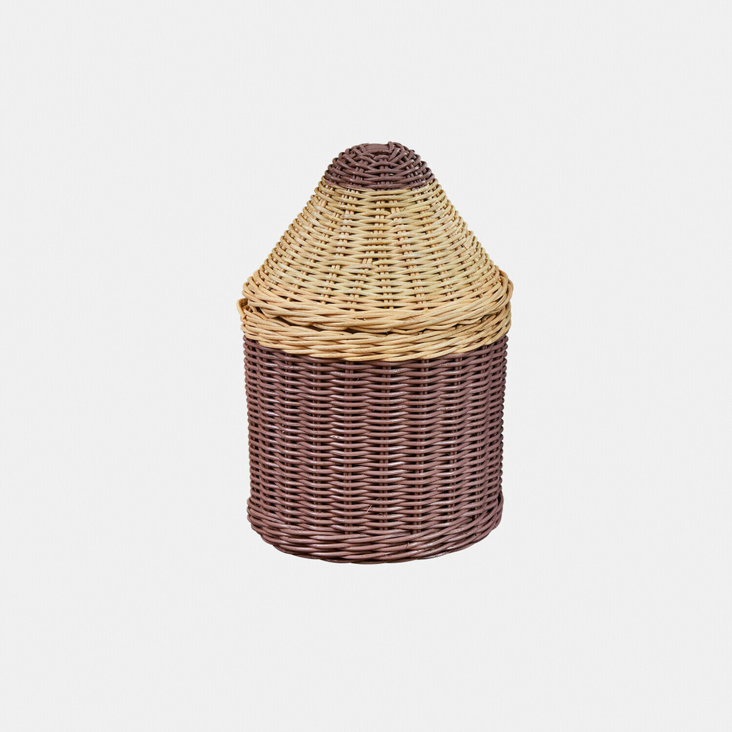 rosa/beige Cesta redonda de mimbre rosa y beige con tapa, práctica para almacenamiento