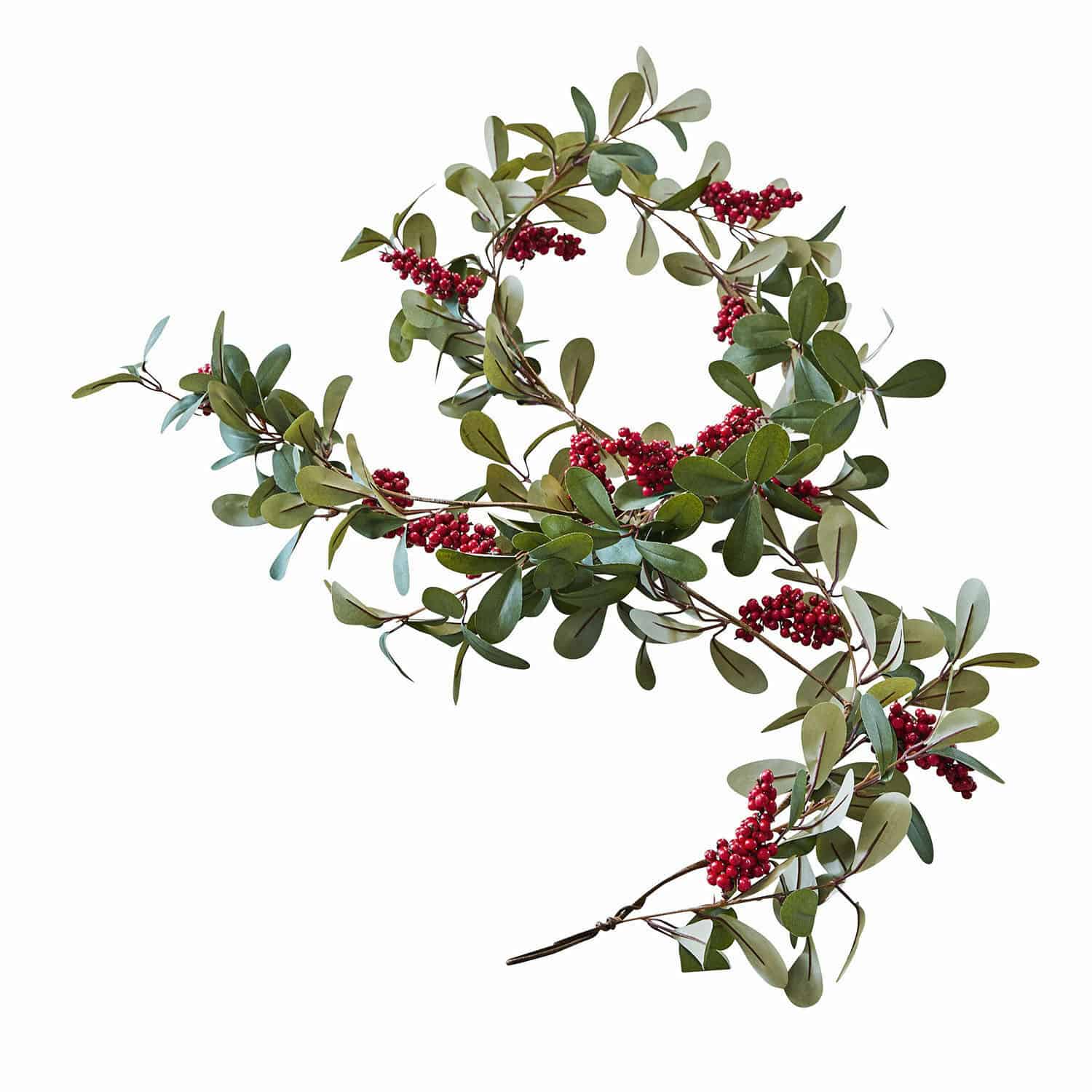 Guirnalda Lenius Guirnalda decorativa con hojas verdes y bayas rojas para decoración festiva de interiores