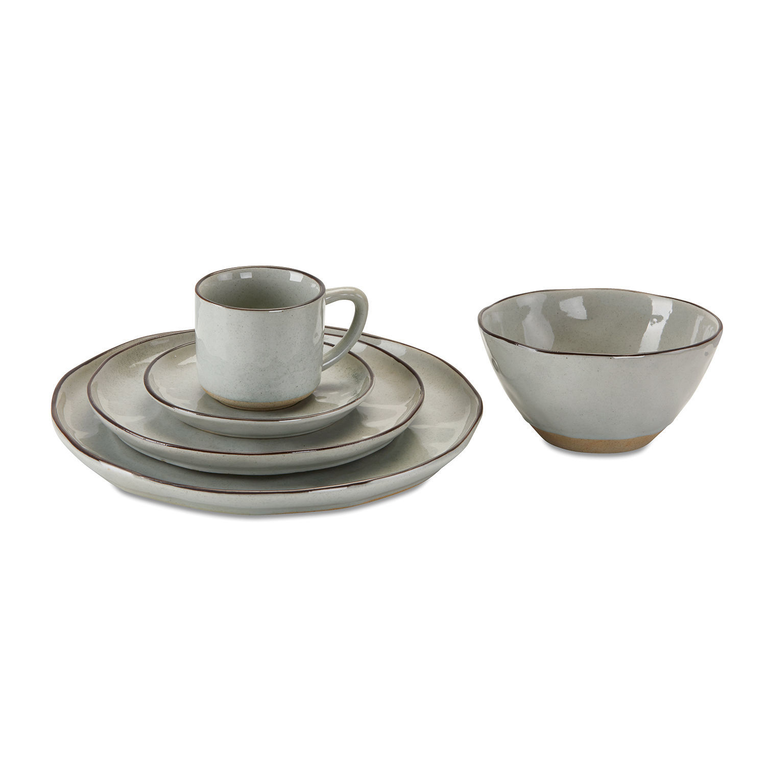 Set de 30 piezas de vajilla Biarré Juego de vajilla de cerámica gris con taza, platos y cuenco para servir en mesa