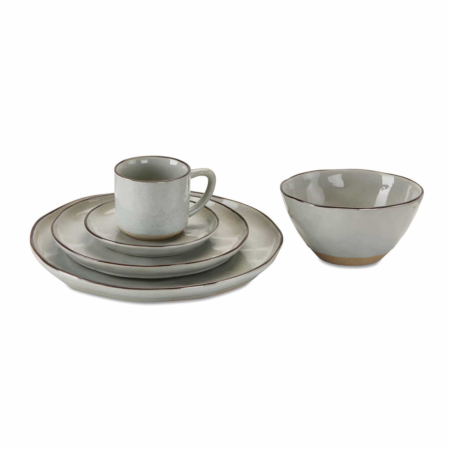 Set de 30 piezas de vajilla Biarré Juego de vajilla de cerámica gris con taza, platos y cuenco para servir en mesa