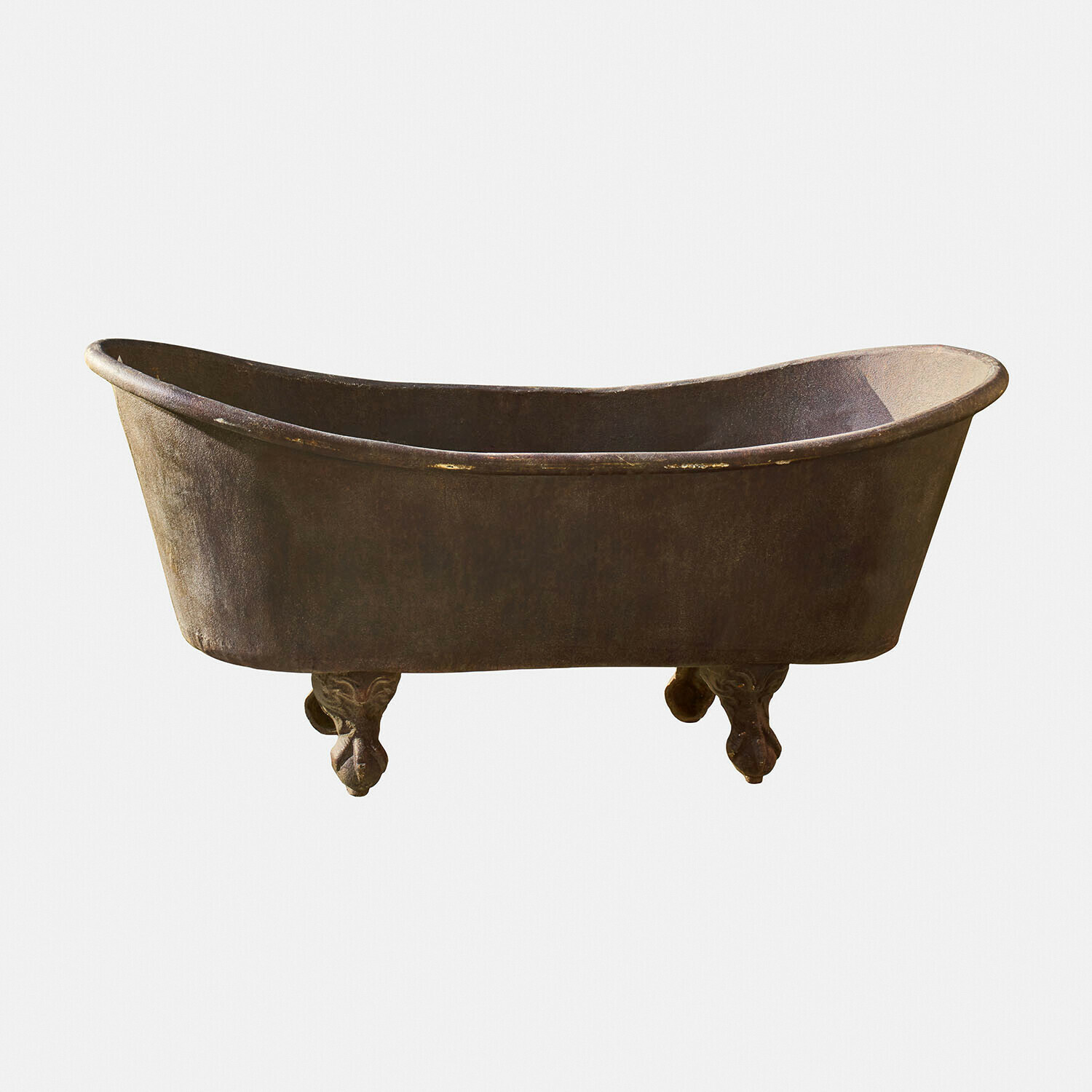 Bañera decorativa Brånholm Antigua bañera de hierro fundido con patas decorativas en color óxido, elemento vintage para baño