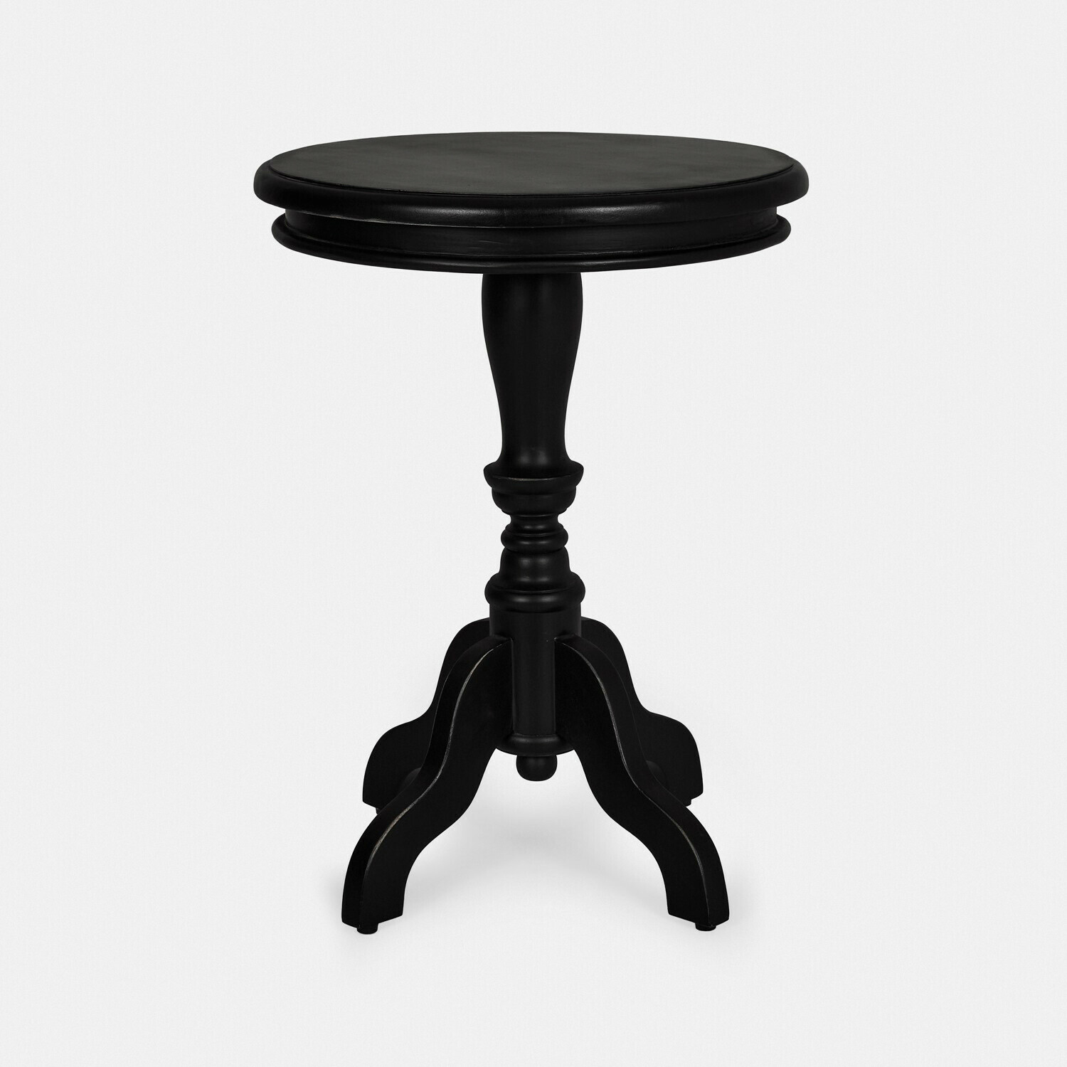 negro envejecido Mesa auxiliar Mengomeyen negra de madera con acabado antiguo, mueble elegante para salón