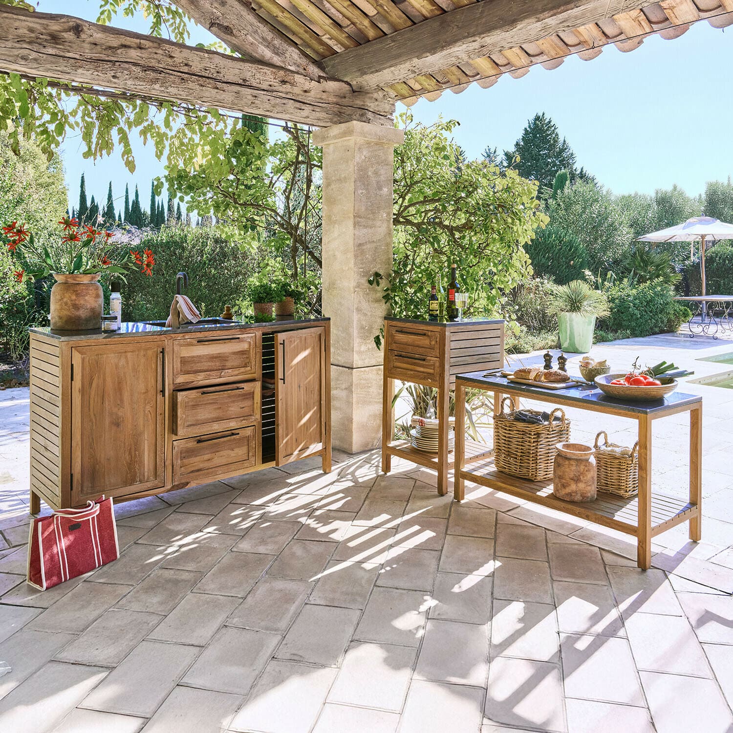 Set de 3 módulos de cocina exterior Corviano