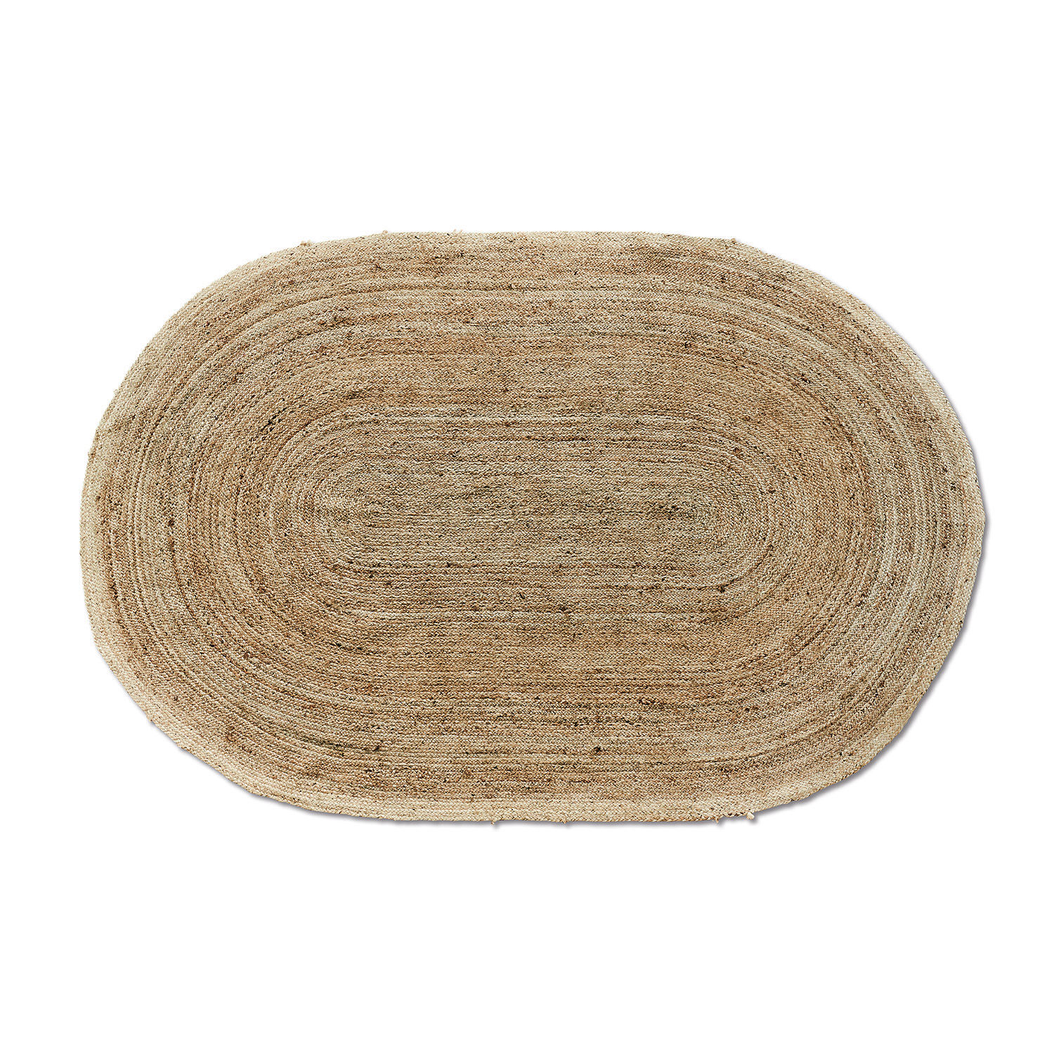 Alfombra ovalada de yute natural en color beige, ideal para interiores ecológicos y bohemios.