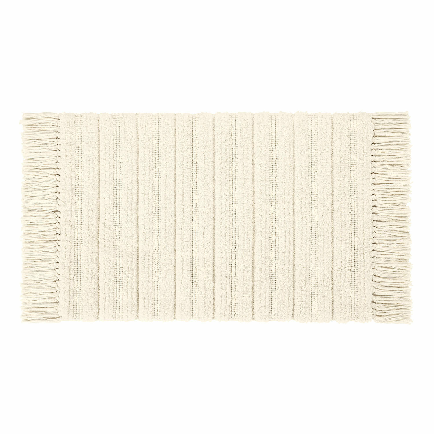 Alfombrilla de baño cremosa y suave con flecos, absorbente y decorativa para baño