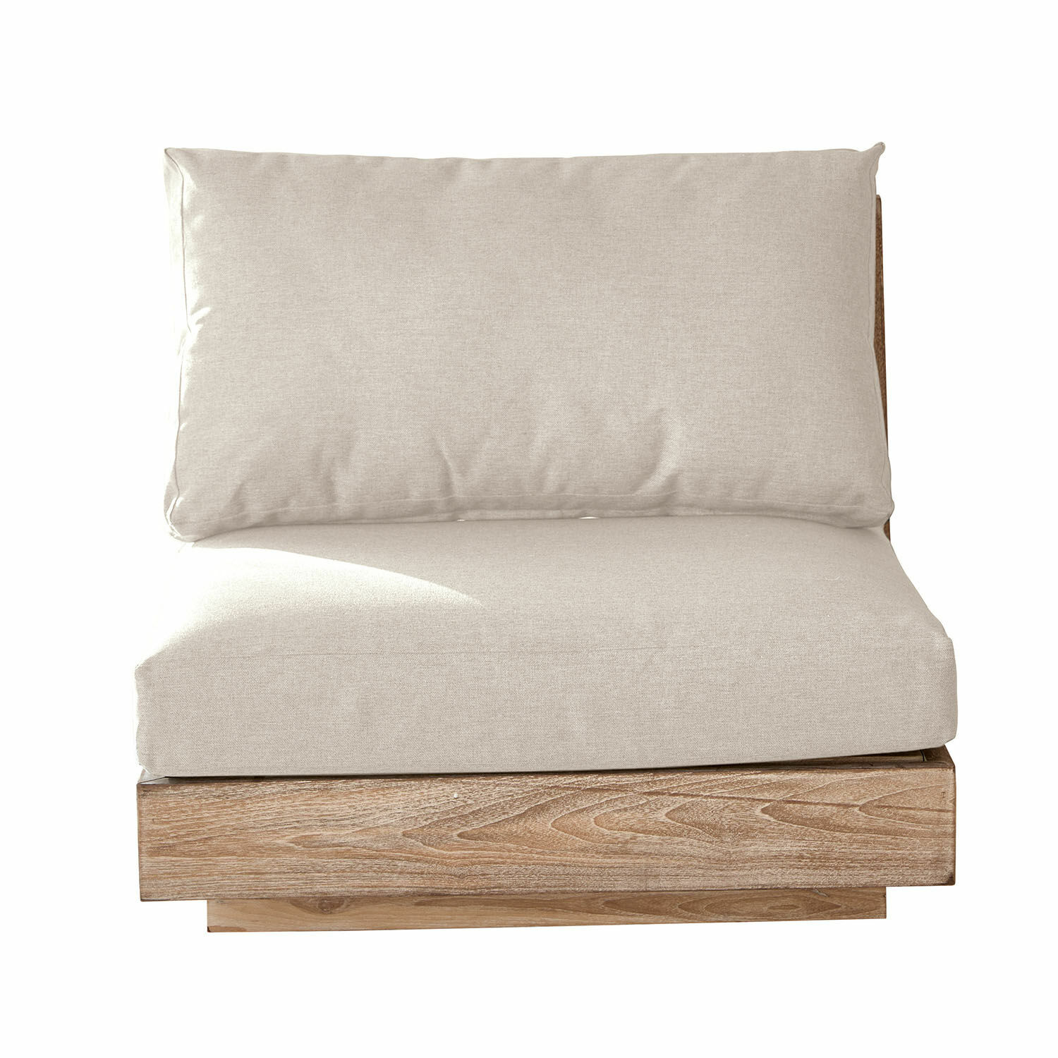 crema/marrón Elemento de sofá Courtelevant con tela crema y base de madera marrón para sala de estar