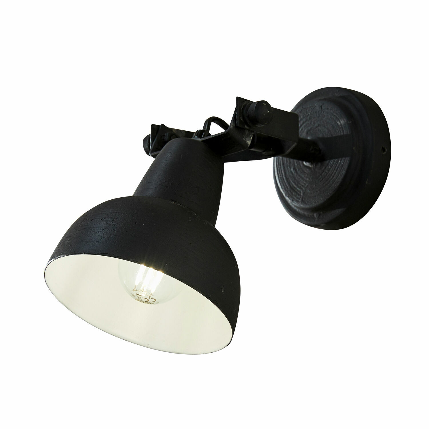 negro Lámpara de pared negra Rieke de metal con interior blanco, iluminación moderna para el hogar