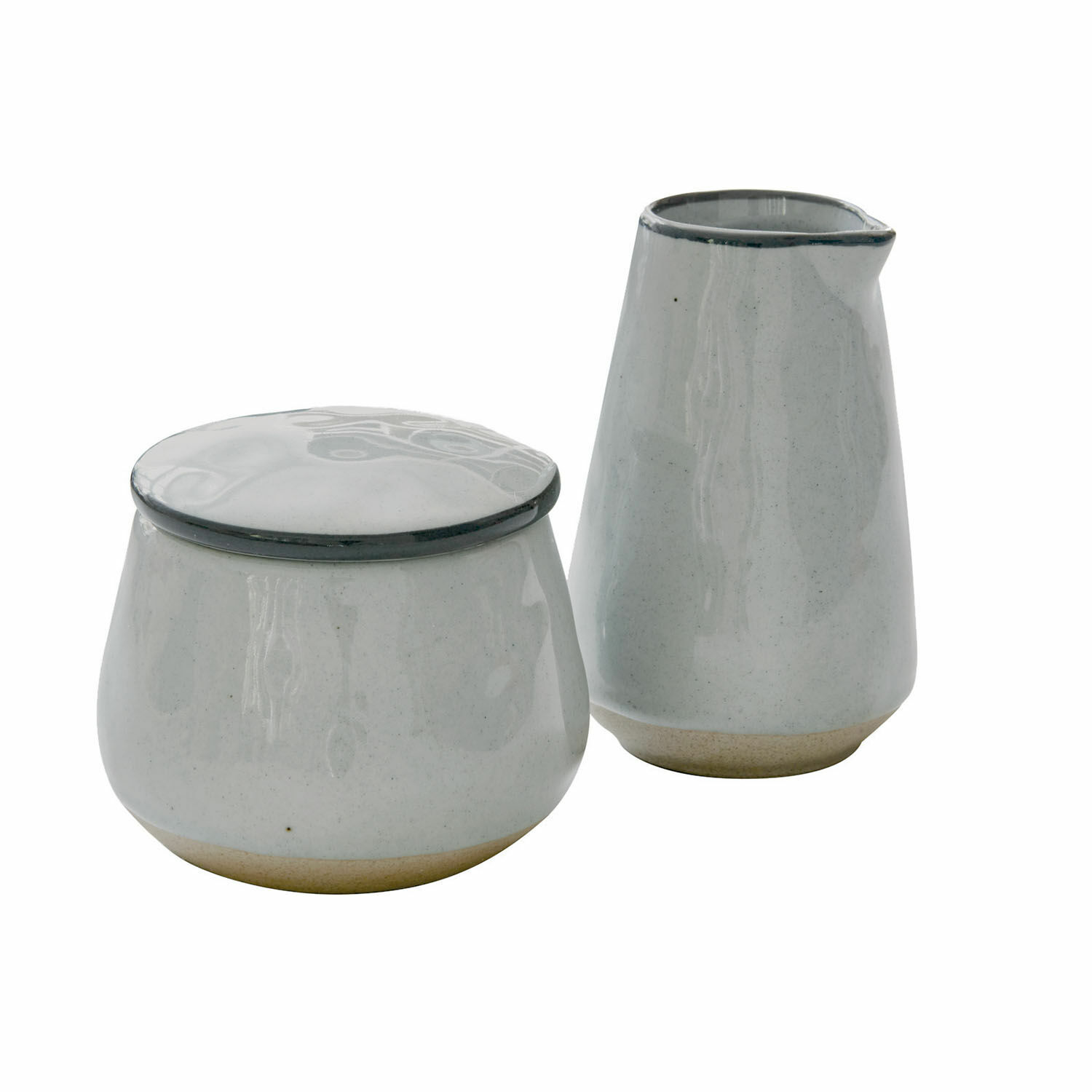 Azucarero y jarra de leche Biarritz de cerámica gris, juego de vajilla de gres