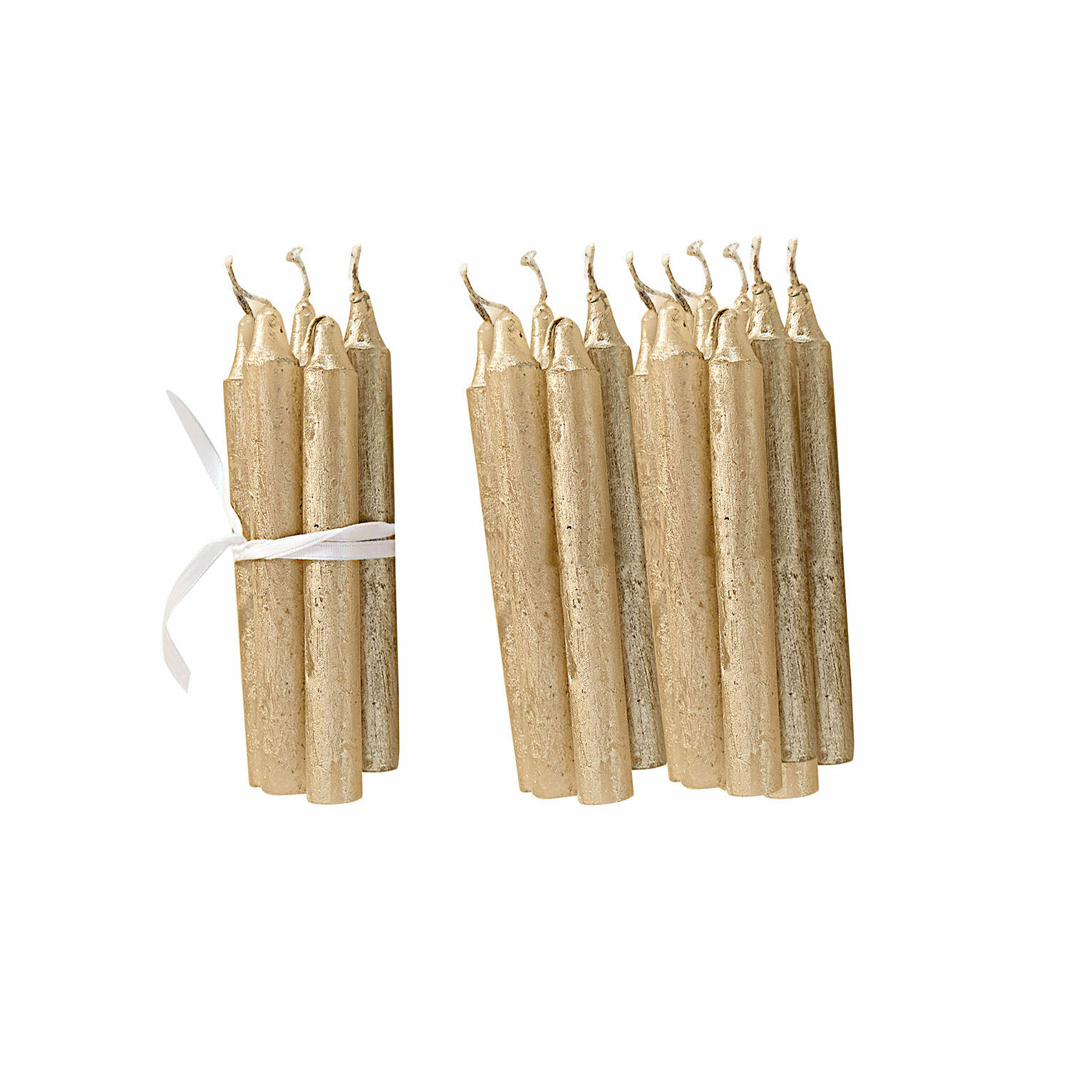 Set de 20 velas doradas Noufa con acabado metálico, velas decorativas para interiores