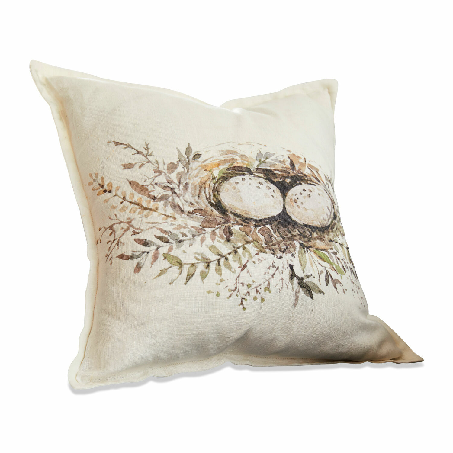 Funda de cojín Maseik Cojín beige de lino con estampado de nido y huevos, decoración natural para salón o dormitorio