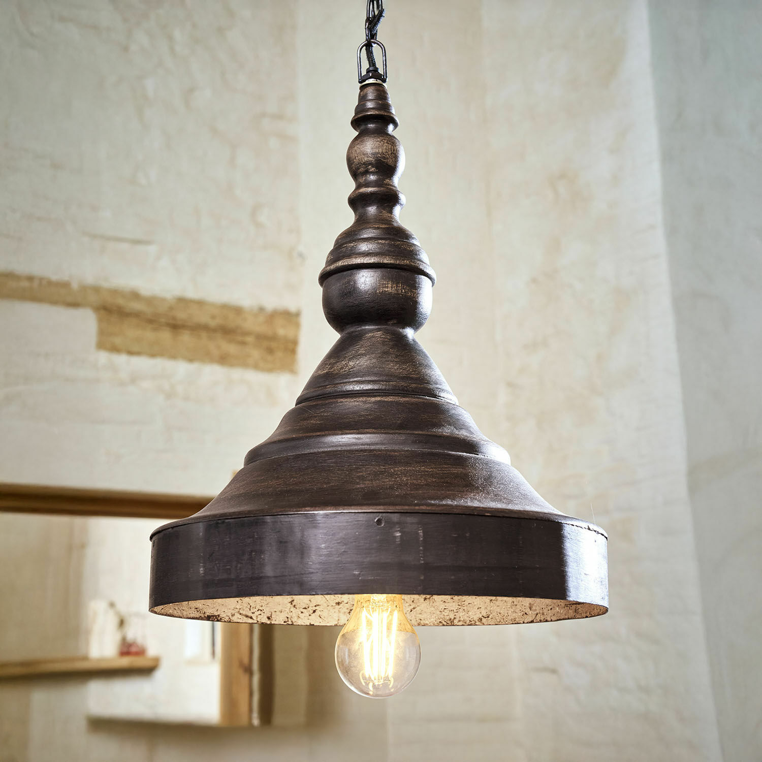 Lámpara colgante Léonelle Lámpara colgante de metal marrón oscuro con bombilla visible, estilo industrial moderno