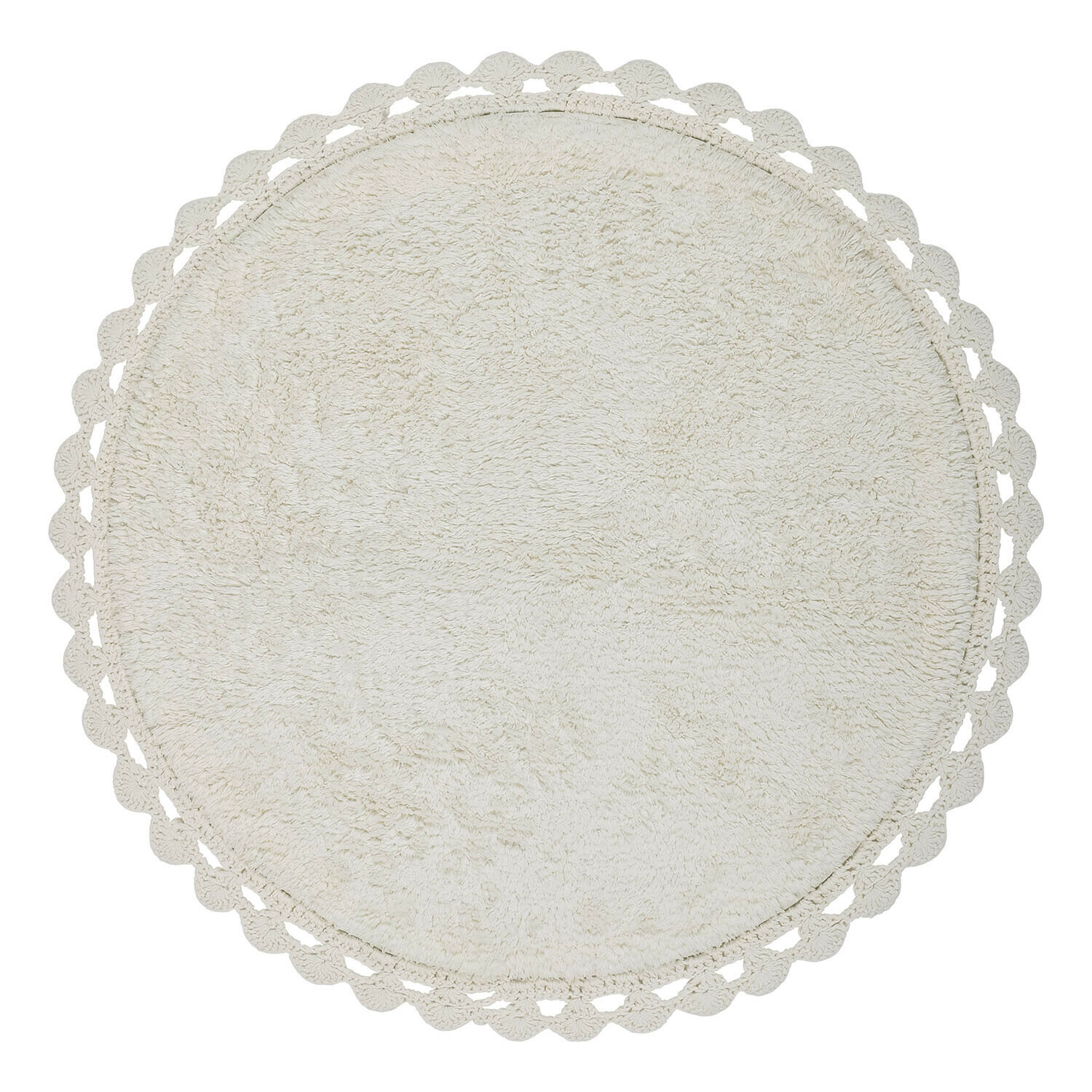 Alfombrilla de baño Domévine Alfombra redonda de algodón color crema con borde de encaje decorativo para baño