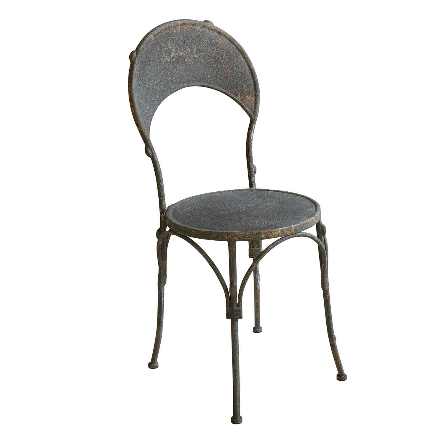Silla Delivora Silla de jardín de metal estilo vintage con pátina gris oscuro y asiento redondo