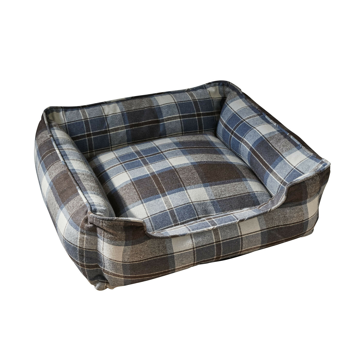 Cama para mascotas Creswyn Cama para perro a cuadros en tonos azules y marrones, material suave, cómoda para mascotas