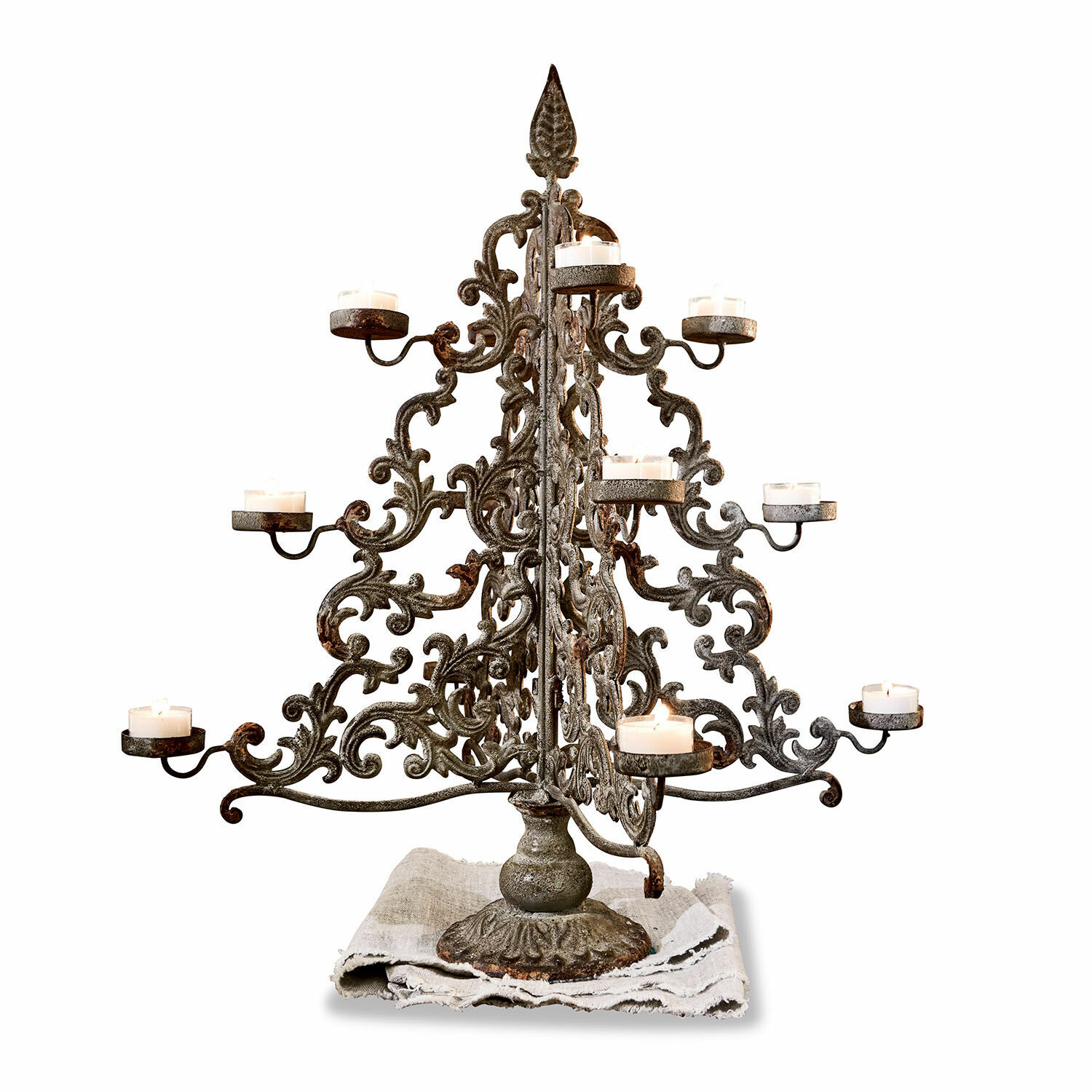 Árbol decorativo Valledupar Candelabro de metal con ornamentos en color marrón patinado con 12 velas para decoración interior