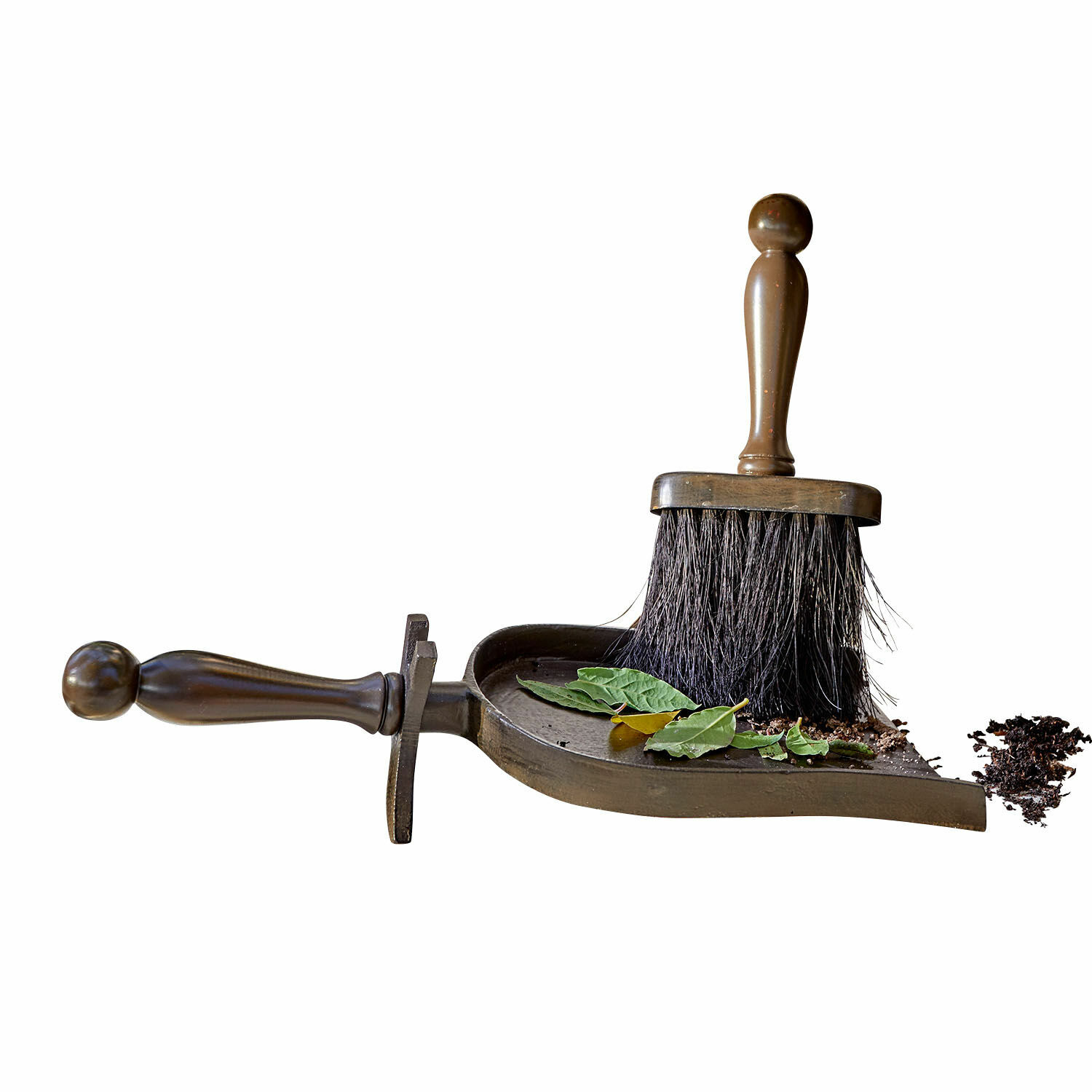 Set de barrido Fléty Juego de cepillo y recogedor de madera marrón para limpiar hojas y suciedad fácilmente