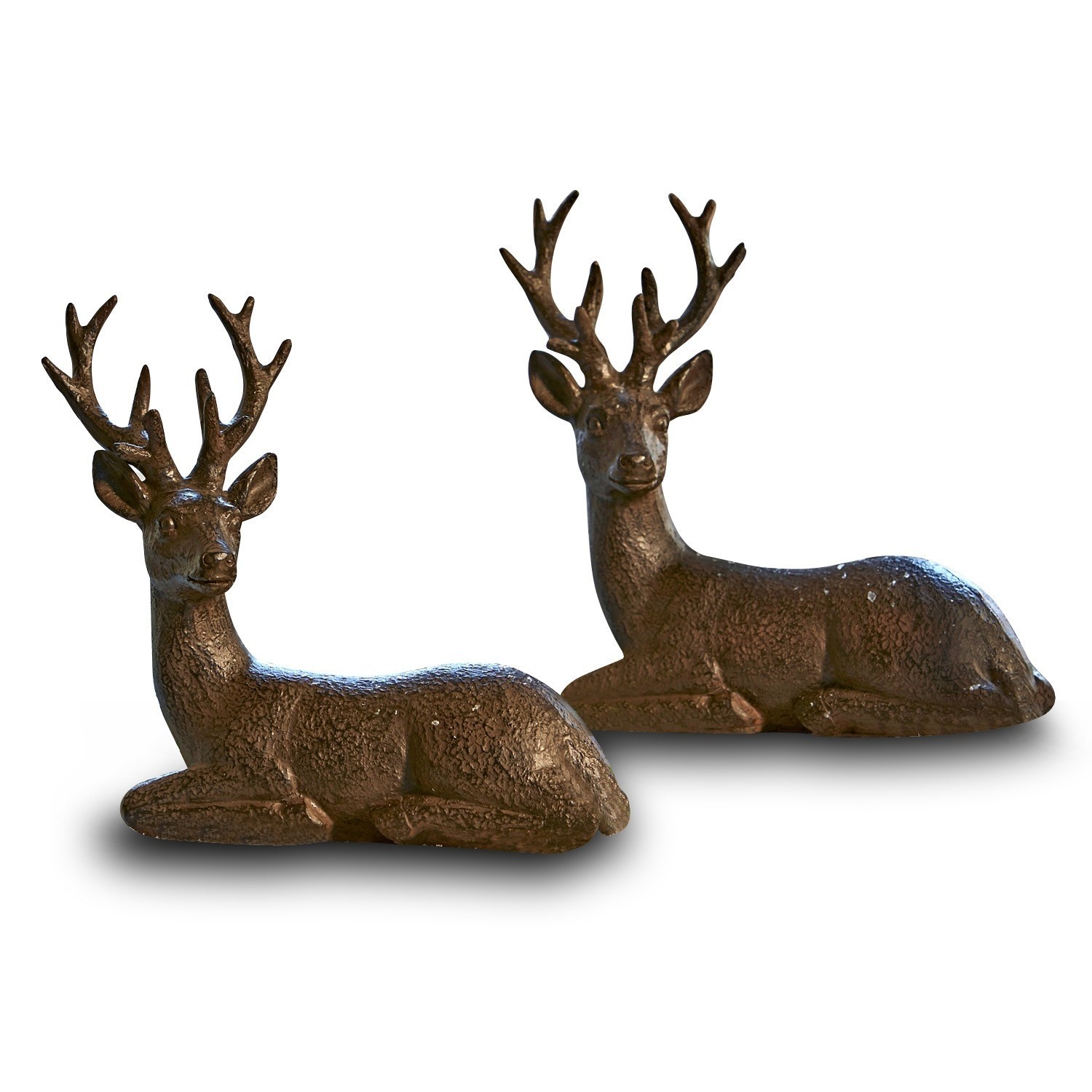Set de 2 ciervos Janville Par de ciervos decorativos marrones de metal para decoración interior y exterior
