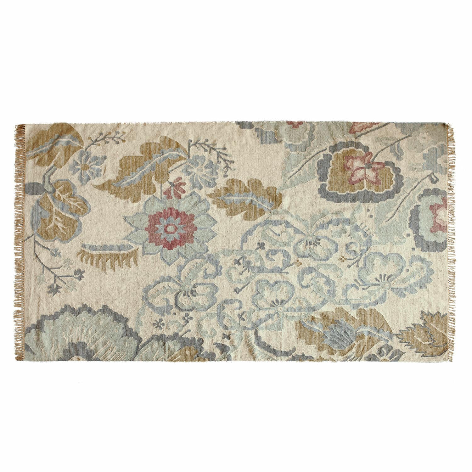 Alfombra Sussex Alfombra de lana natural color crema con diseño floral en tonos pastel para decoración
