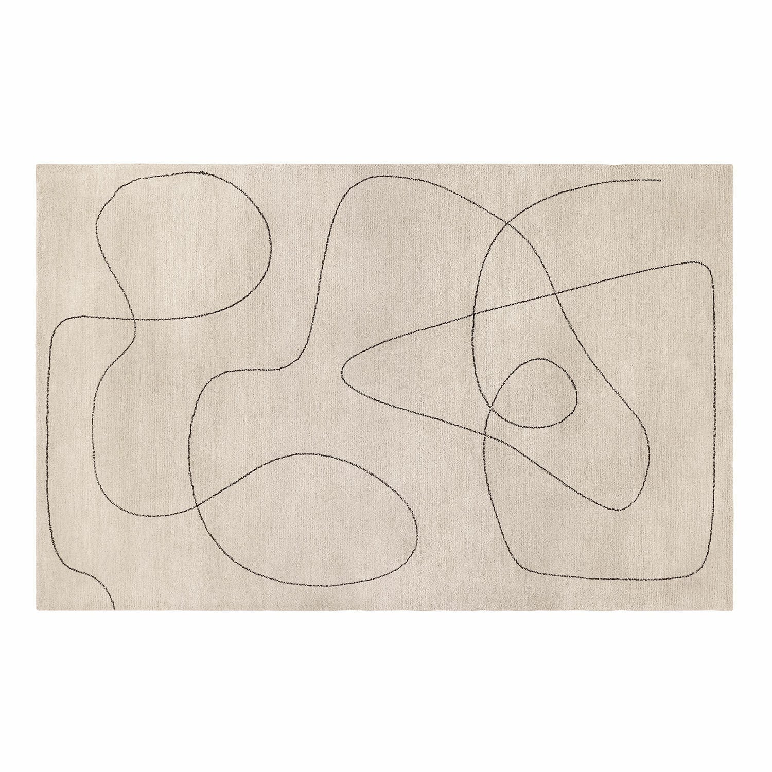 Alfombra Lavinois Alfombra beige con diseño abstracto negro, material suave, estilo moderno para sala de estar