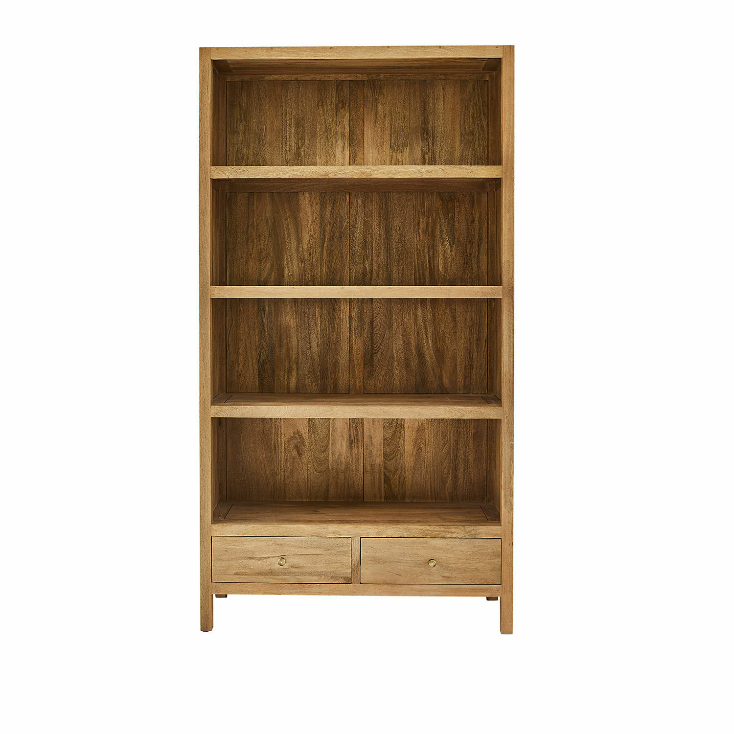 Estante Dalesford Estantería de madera natural con cuatro baldas y dos cajones para almacenamiento