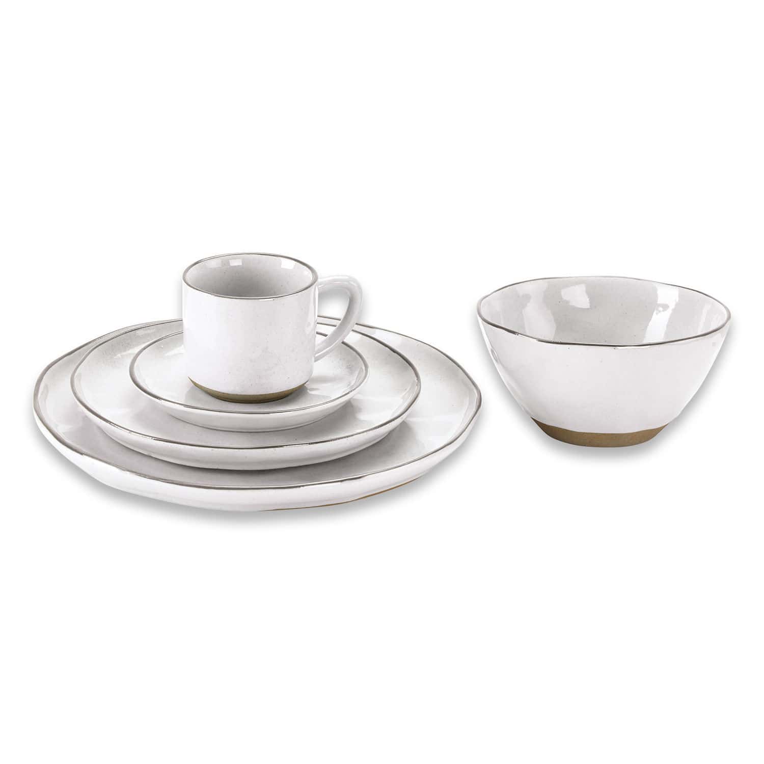 Set de 30 piezas de vajilla Biarré Juego de vajilla de cerámica blanca con taza, platos y bol con acabado natural