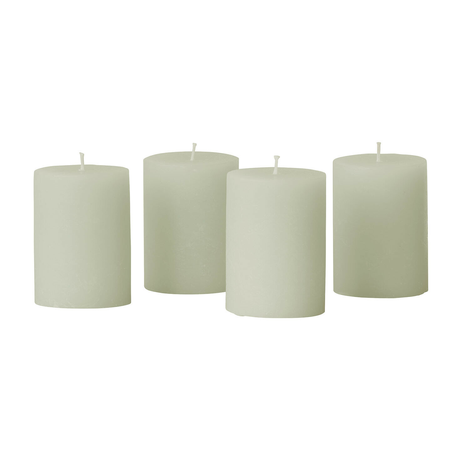 salvia Set de 4 velas cilíndricas color salvia, decorativas para ambientar espacios