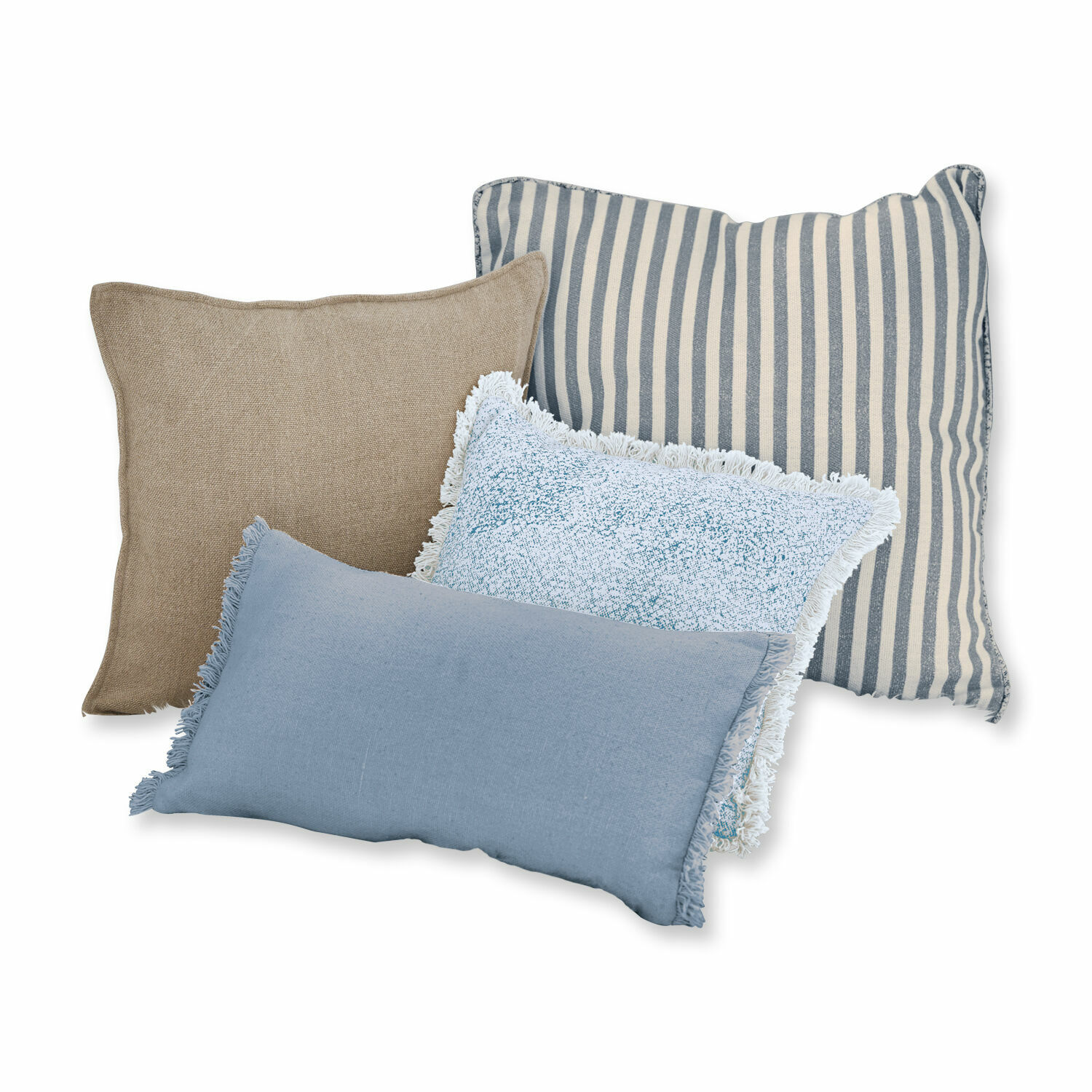 azul Set de 4 cojines Valenciennes en tonos azules y beige, textiles decorativos para sala