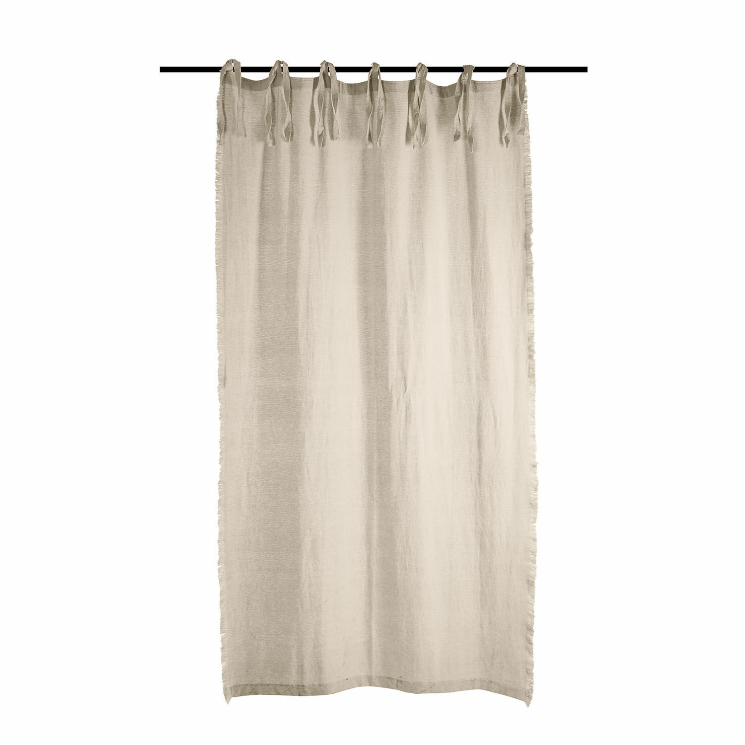 Cortina Sereneth Cortina beige de lino con lazos, tela natural y decorativa para interiores
