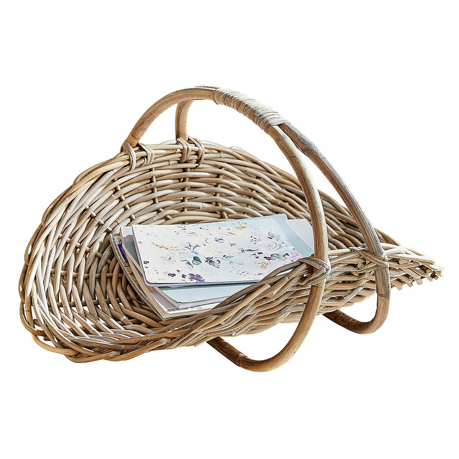 Cesta Drillaux Cesta de mimbre natural con asa, ideal para guardar revistas y objetos decorativos
