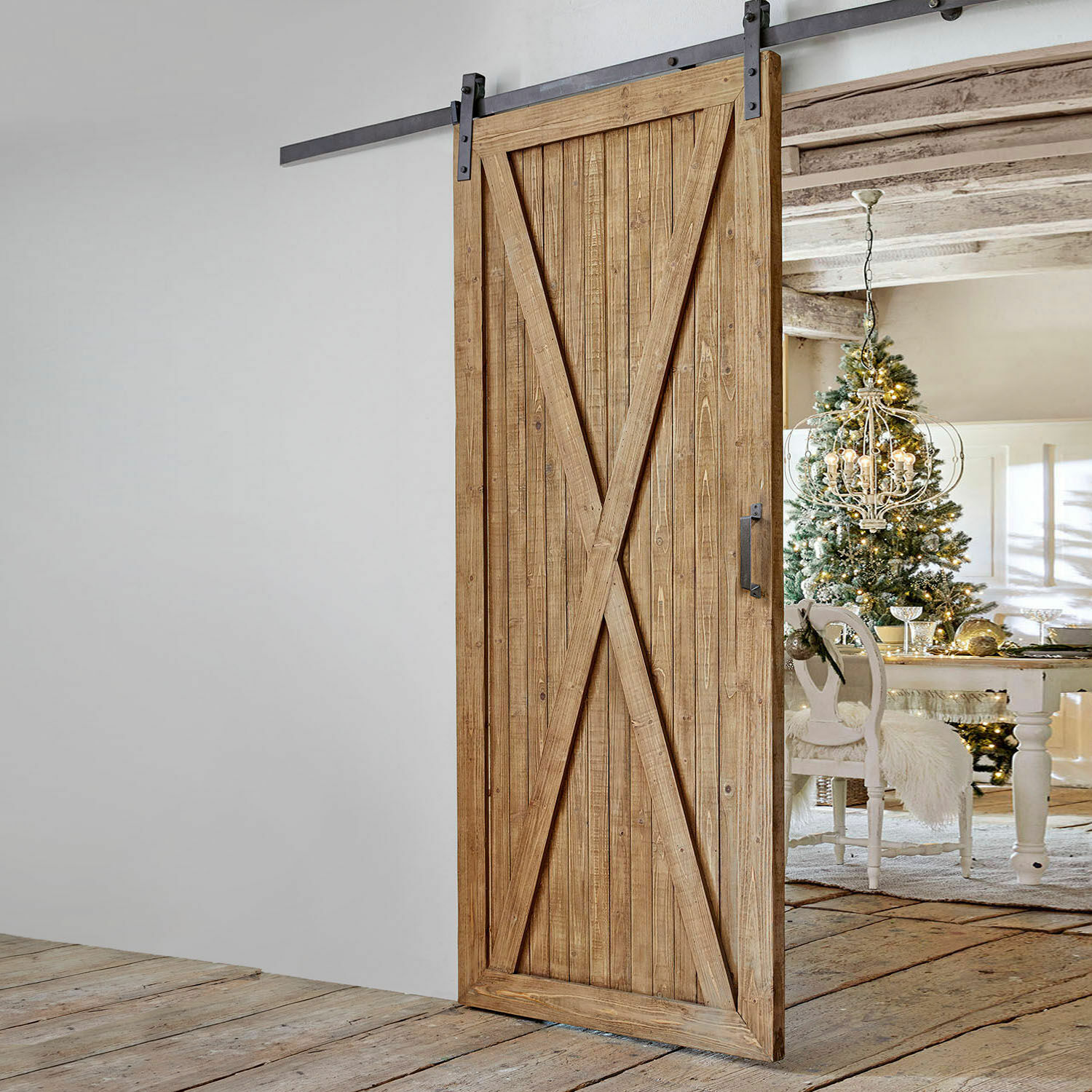 Puerta corredera Conca Puerta corredera de madera en estilo rústico, color natural, perfecta para interiores vintage