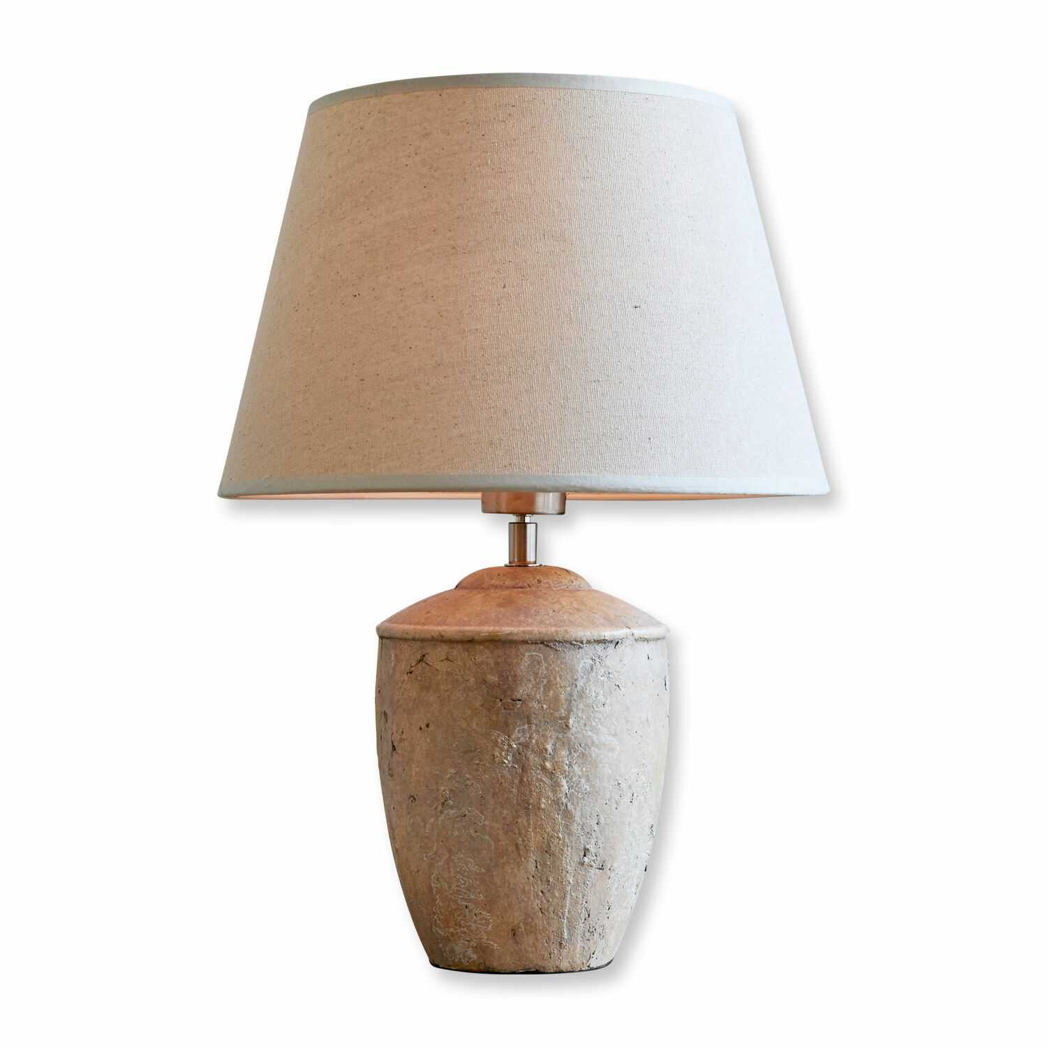 Lámpara de mesa Verfaille Lámpara de mesa con pantalla beige y base de piedra en color natural, luz decorativa para interiores