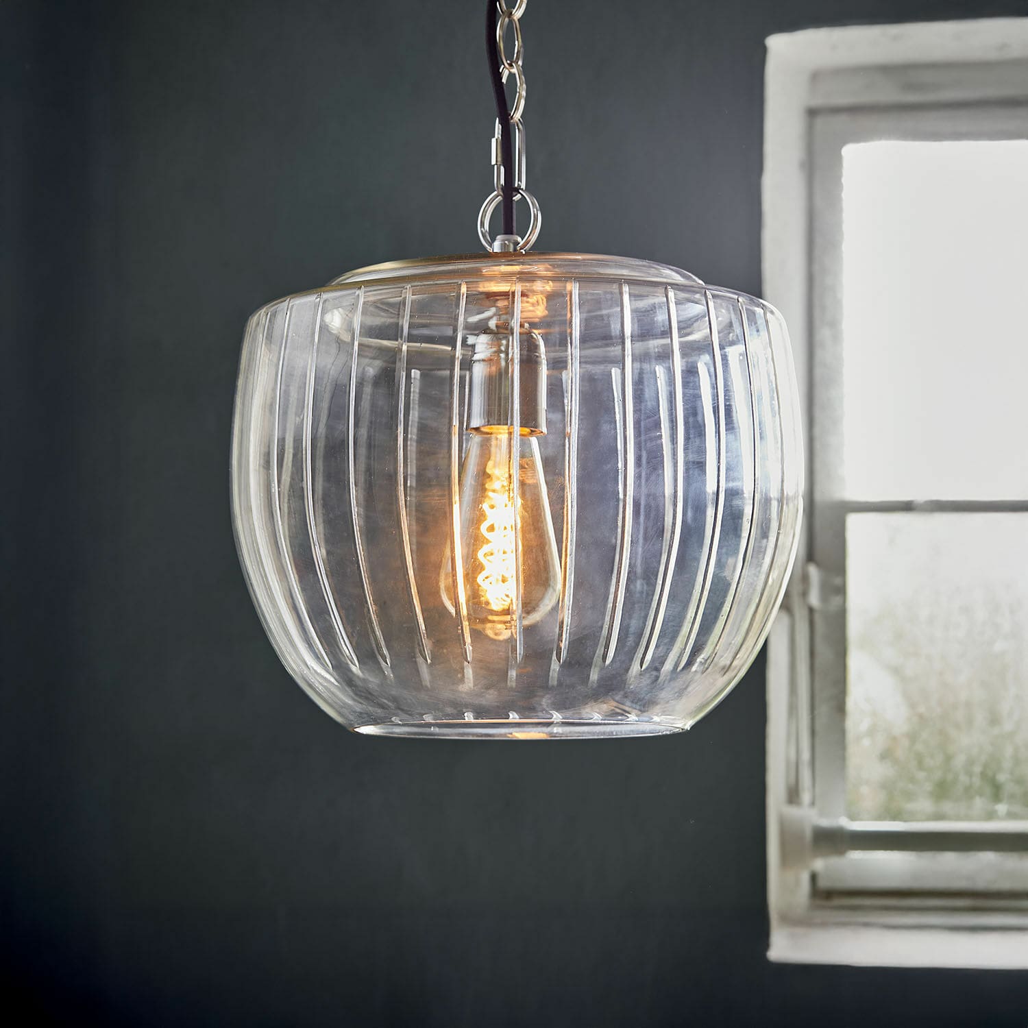Lámpara colgante Aubrelle Lámpara colgante de vidrio transparente con bombilla decorativa, iluminación moderna para interiores