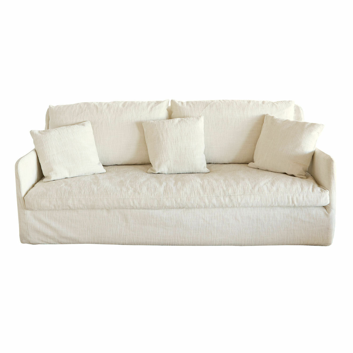 blanco Sofá Shadowfield blanco tapizado con cojines suaves, mueble cómodo para salón