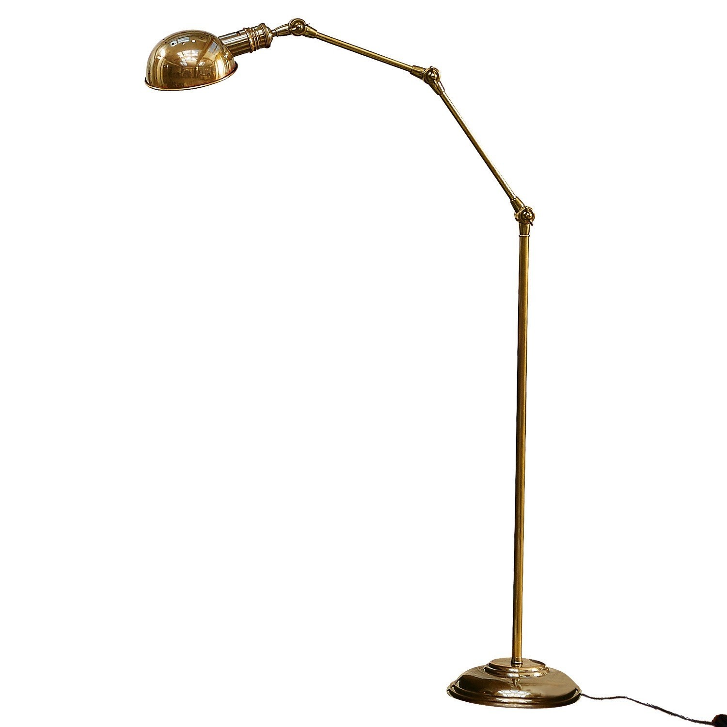 latón Lámpara de pie Tulsa de latón dorado, regulable, iluminación elegante para salón