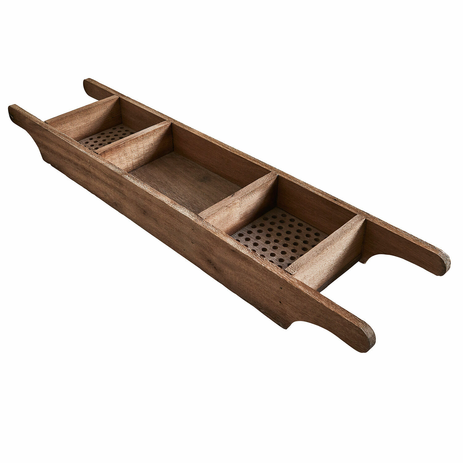 Bandeja para bañera Einid Bandeja de madera natural con compartimentos y base perforada para almacenamiento