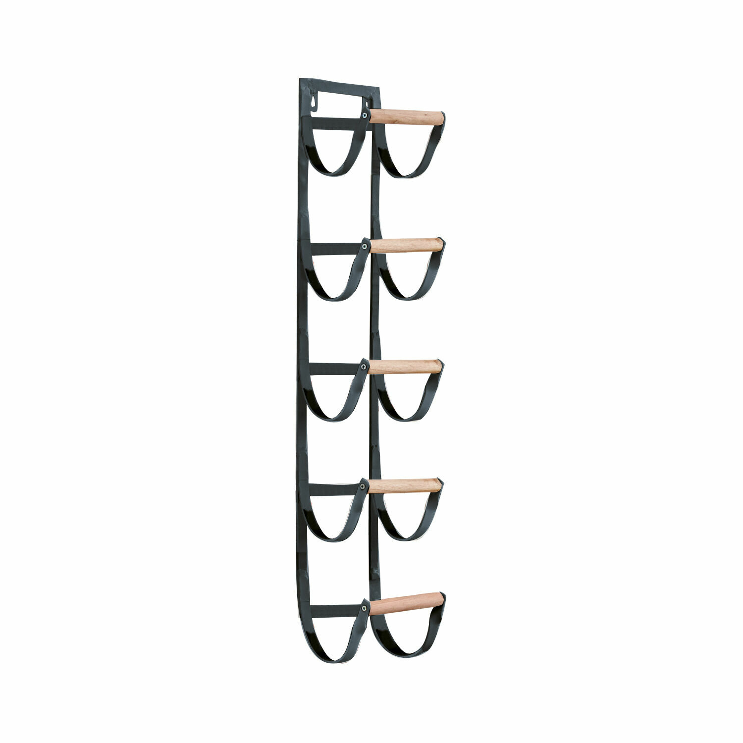 negro Organizador de pared Utica negro de metal con asas de madera para guardar zapatos