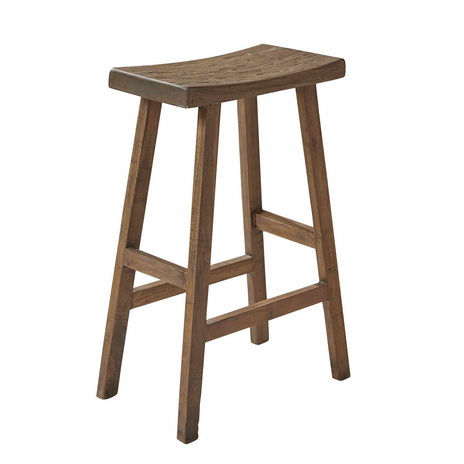 Taburete Nael Taburete de madera marrón con diseño sencillo, ideal para cocina o bar, mueble rústico