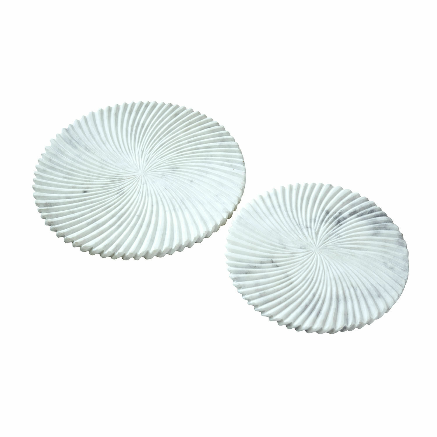 Set de 2 platos Bellarivas Conjunto de dos platos blancos de mármol con diseño ondulado, elegante decoración para el hogar