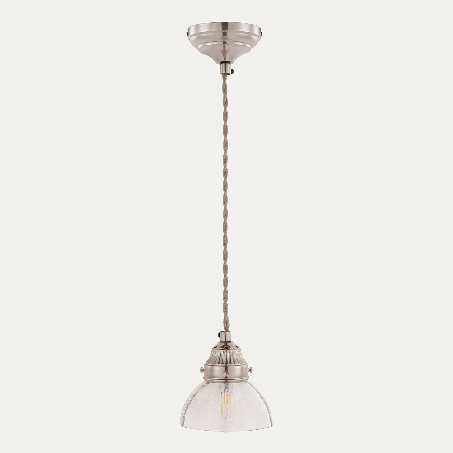 Lámpara colgante Montélie Lámpara colgante con soporte metálico y pantalla de vidrio transparente, estilo vintage