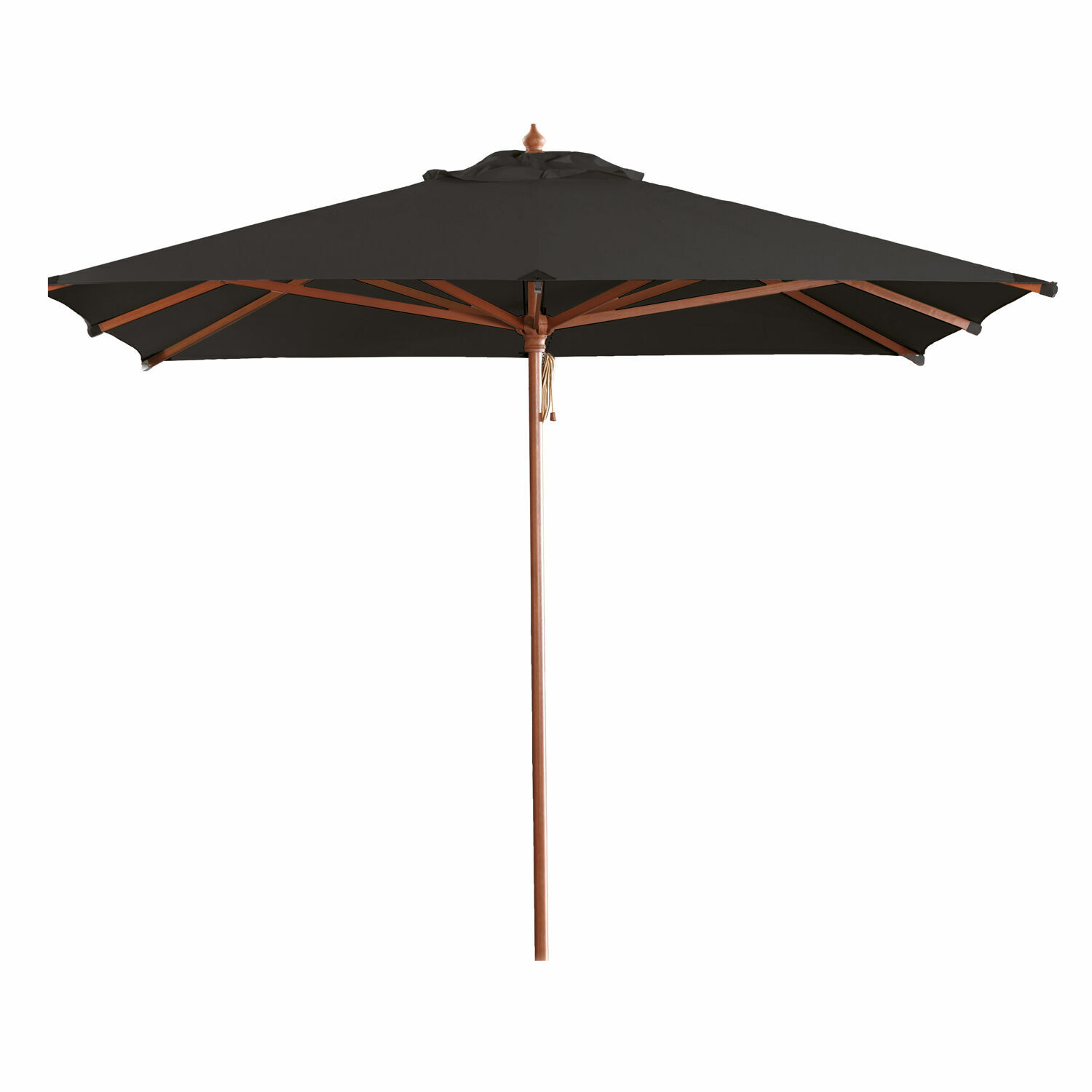 negro Sombrilla Barnet negra con estructura de madera, ideal para terraza y jardín, protección solar